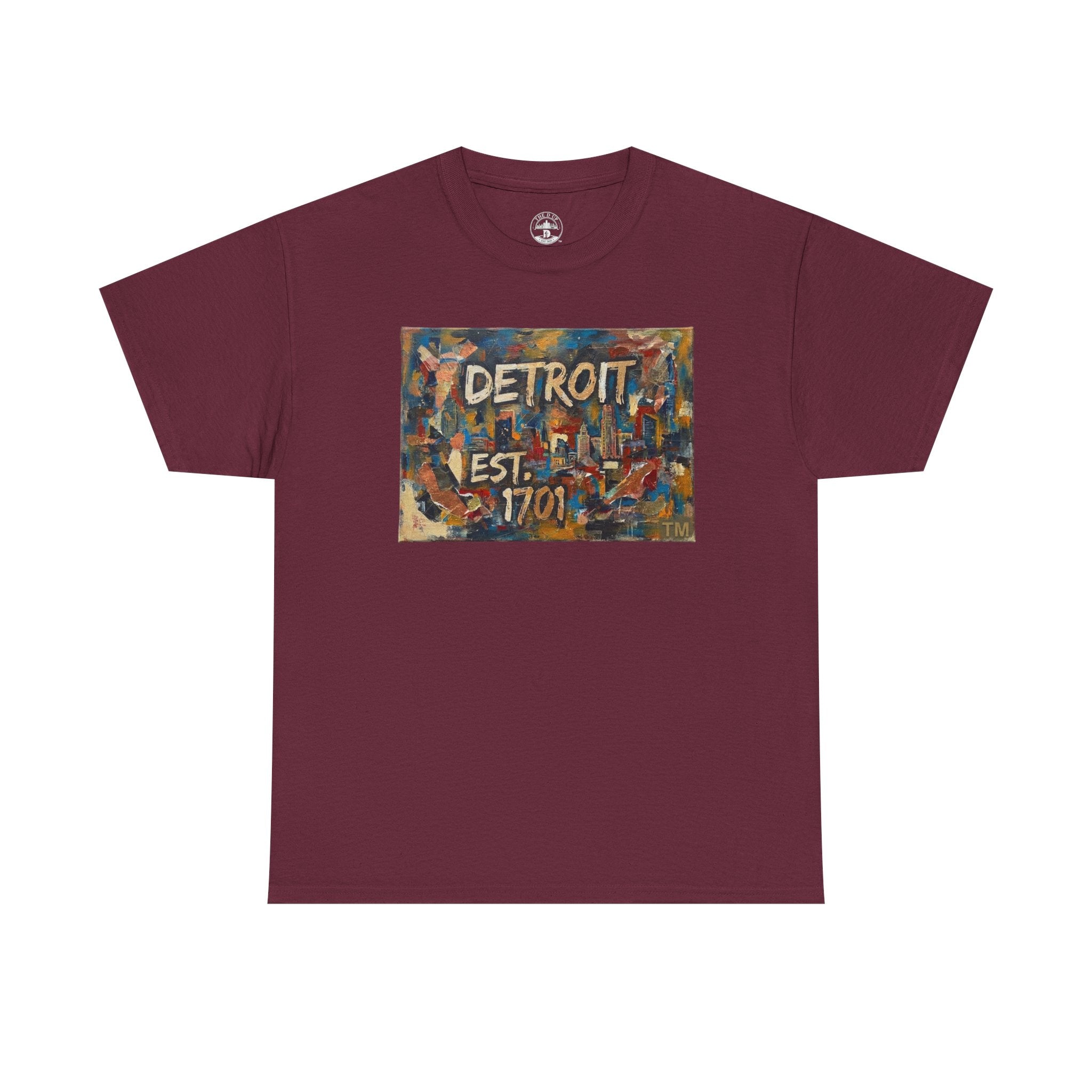 Detroit Abstract Painterly Mural T-Shirt — "DETROIT" Graphic Cotton Tee | Motor City Street Art