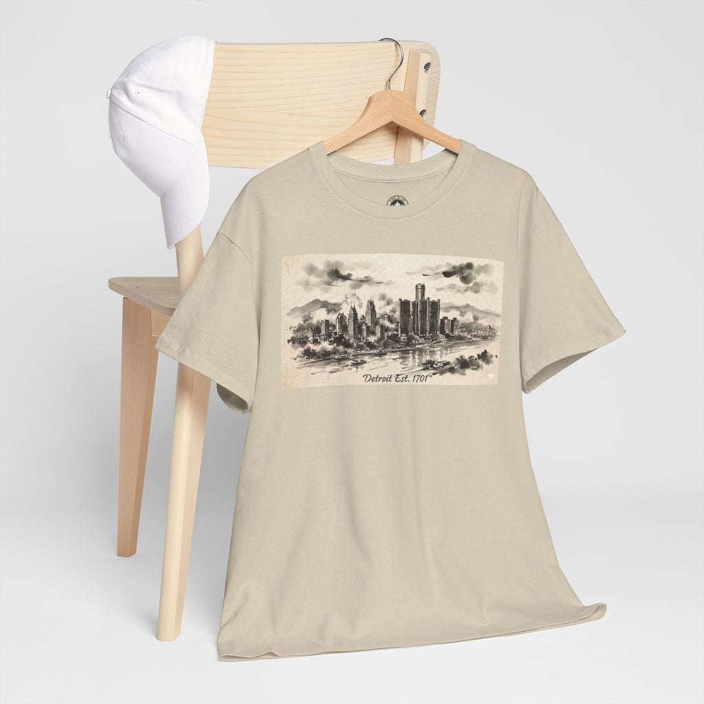 Detroit Pride Vintage Skyline Tee — "Detroit, Est. 1701" Cotton T-Shirt | Motor City Roots