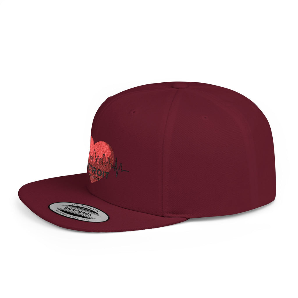 Detroit Heartbeat Snapback Hat — Embroidered City Heart Graphic