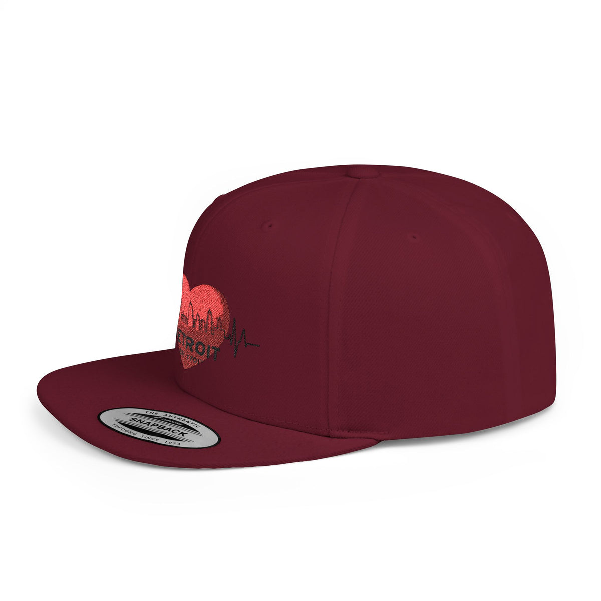 Detroit Heartbeat Snapback Hat — Embroidered City Heart Graphic