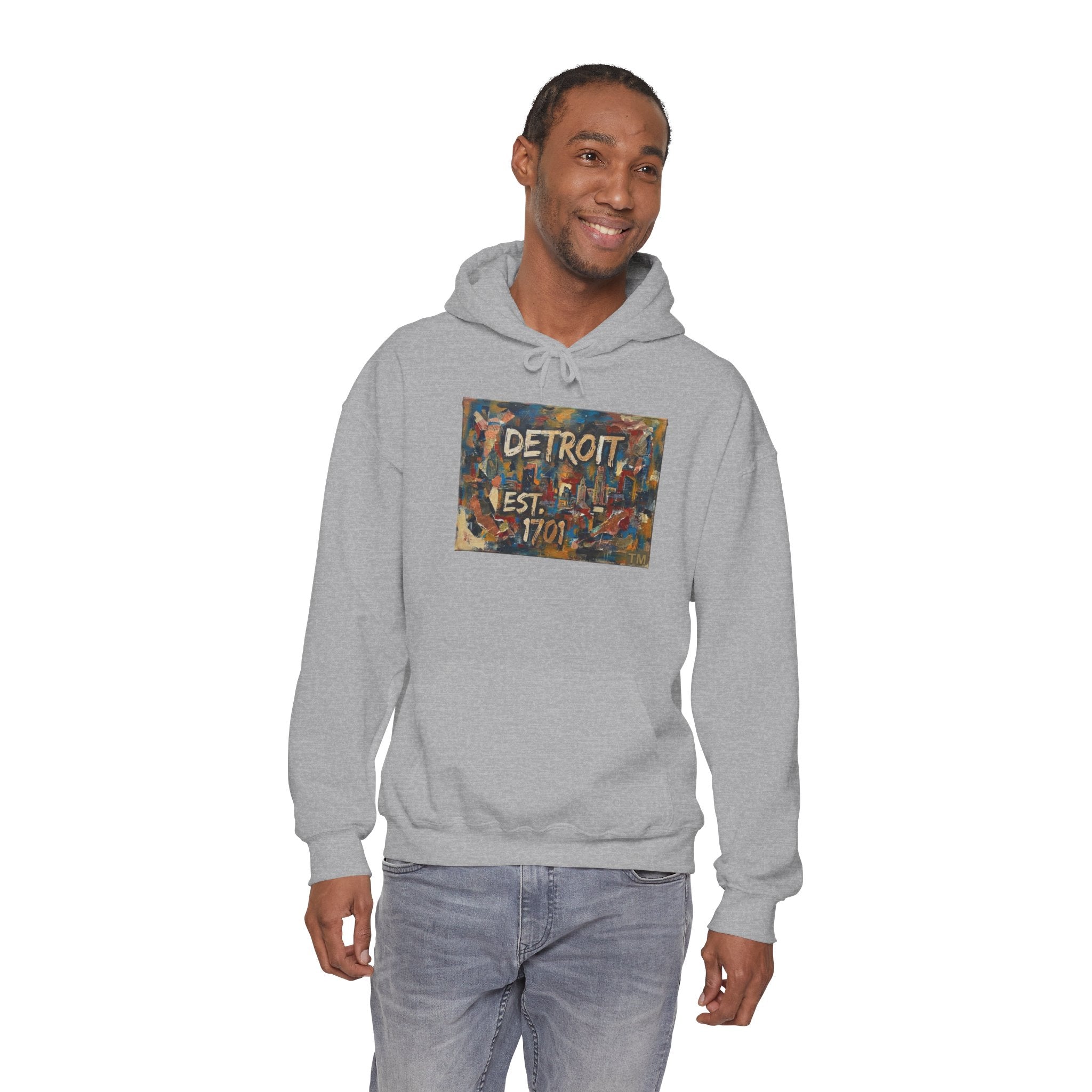 Detroit City Mural Hoodie — Abstract Painterly Graphic Pullover | Motor City Street Art