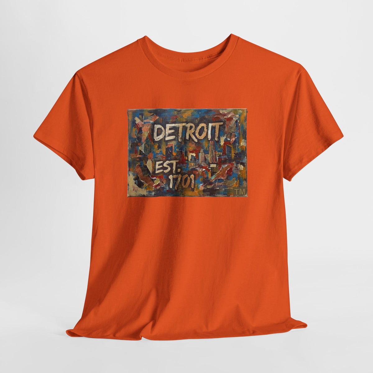 Detroit Abstract Painterly Mural T-Shirt — "DETROIT" Graphic Cotton Tee | Motor City Street Art