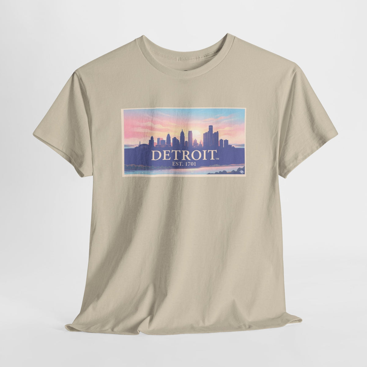 Women's Detroit Skyline T-Shirt – Pastel Sunset Cityscape