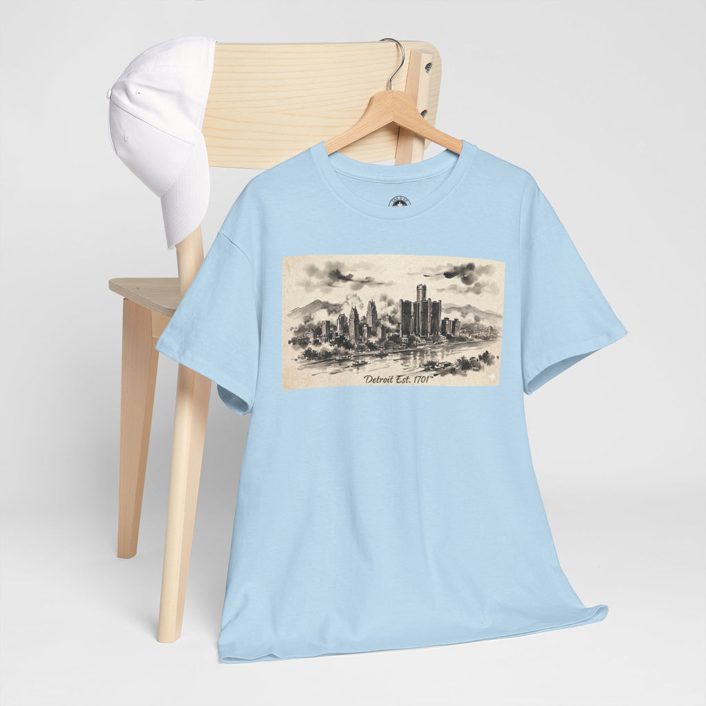 Detroit Pride Vintage Skyline Tee — "Detroit, Est. 1701" Cotton T-Shirt | Motor City Roots
