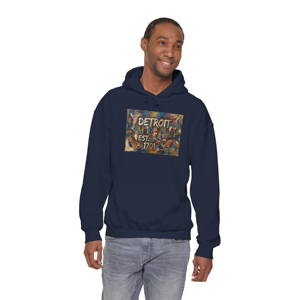 Detroit City Mural Hoodie — Abstract Painterly Graphic Pullover | Motor City Street Art
