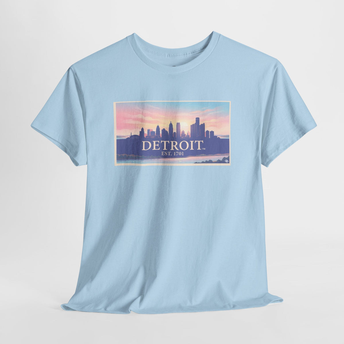 Women's Detroit Skyline T-Shirt – Pastel Sunset Cityscape