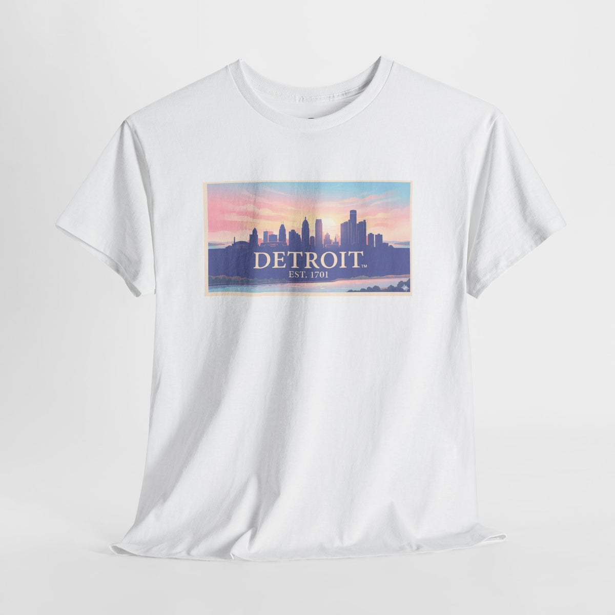 Women's Detroit Skyline T-Shirt – Pastel Sunset Cityscape