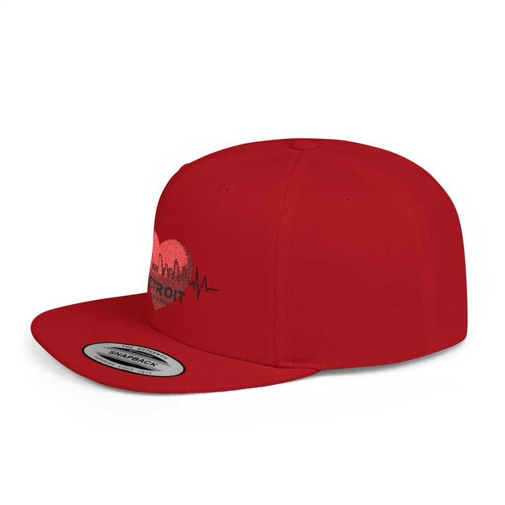 Detroit Heartbeat Snapback Hat — Embroidered City Heart Graphic