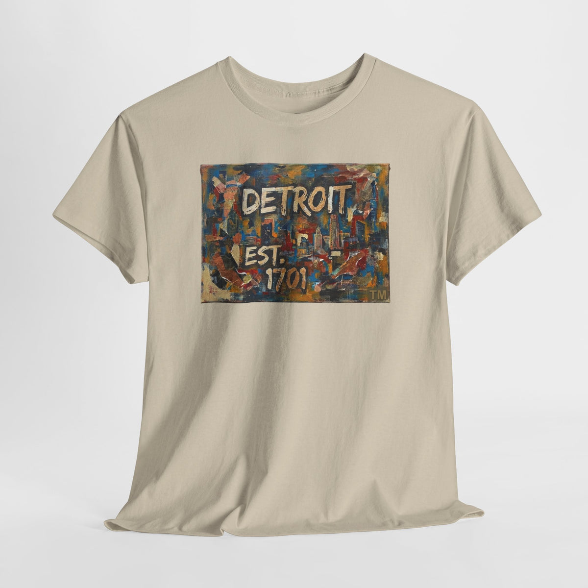 Detroit Abstract Painterly Mural T-Shirt — "DETROIT" Graphic Cotton Tee | Motor City Street Art