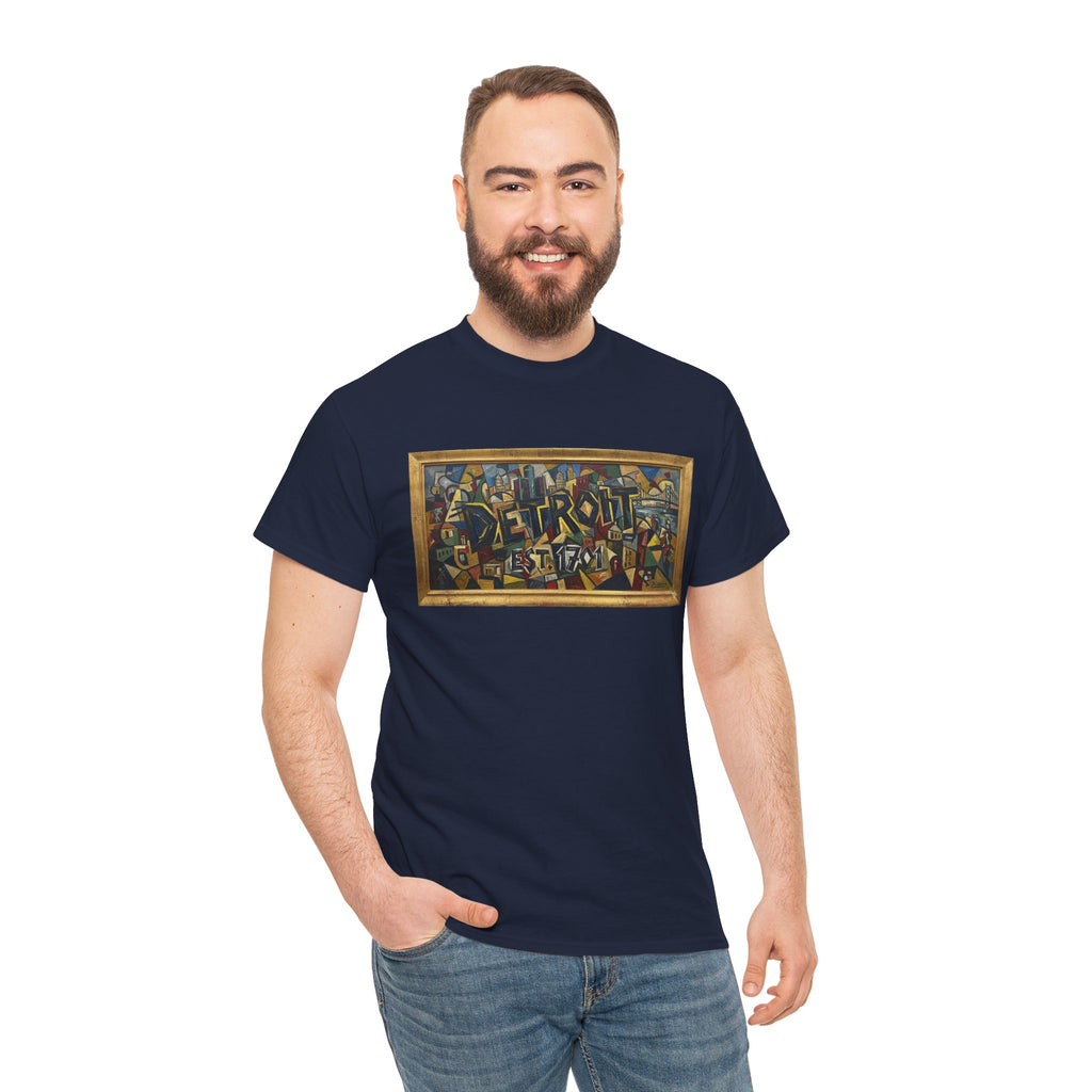 Men's Abstract Cubist Art T-Shirt — Framed Modern Painting Graphic(Unisex)
