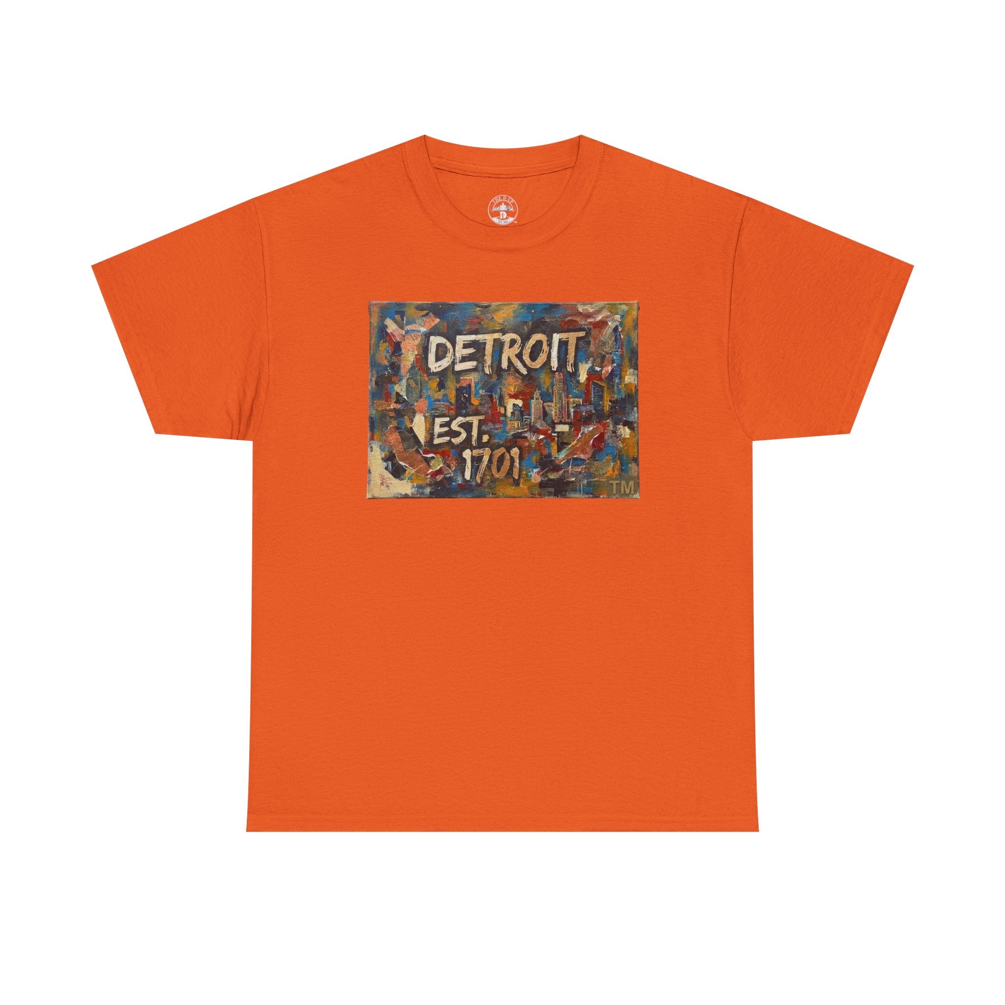 Detroit Abstract Painterly Mural T-Shirt — "DETROIT" Graphic Cotton Tee | Motor City Street Art