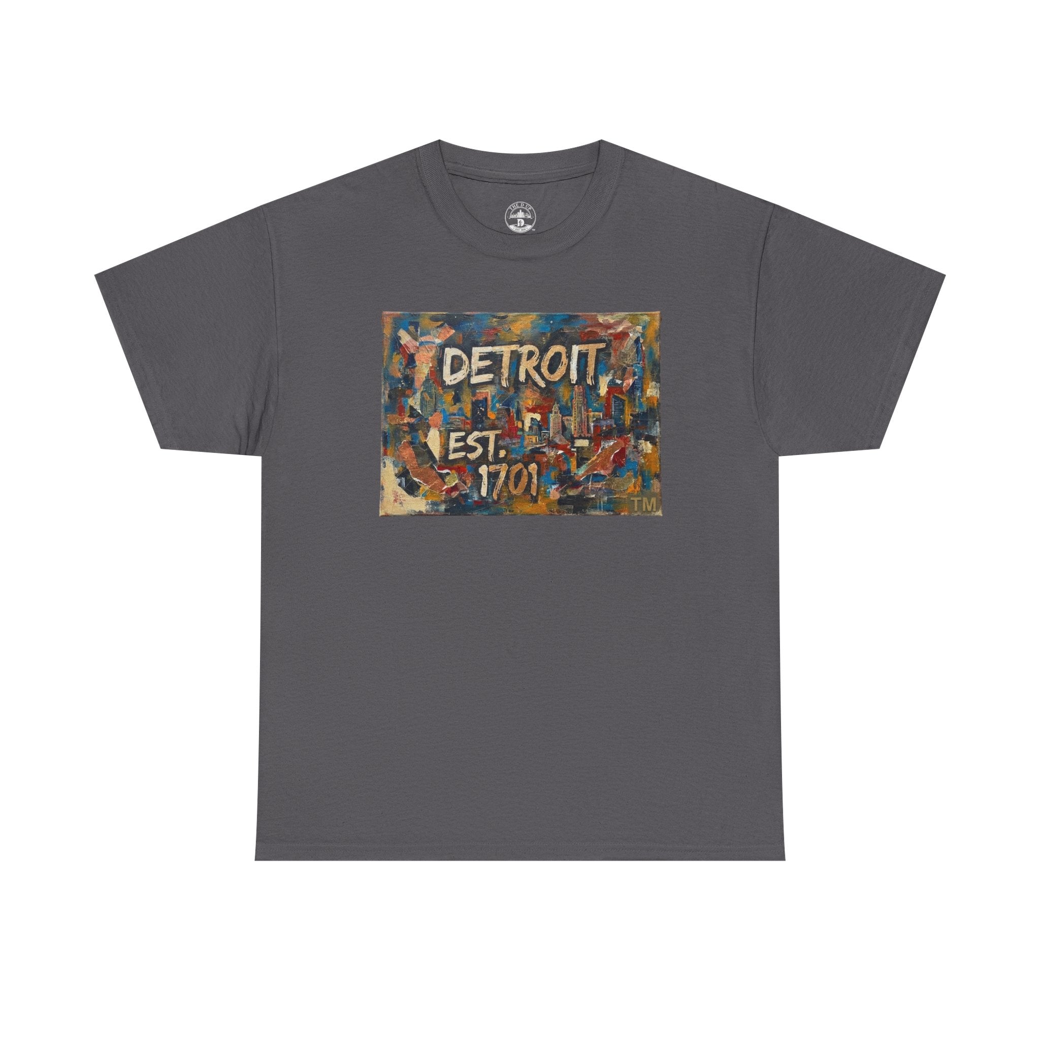 Detroit Abstract Painterly Mural T-Shirt — "DETROIT" Graphic Cotton Tee | Motor City Street Art