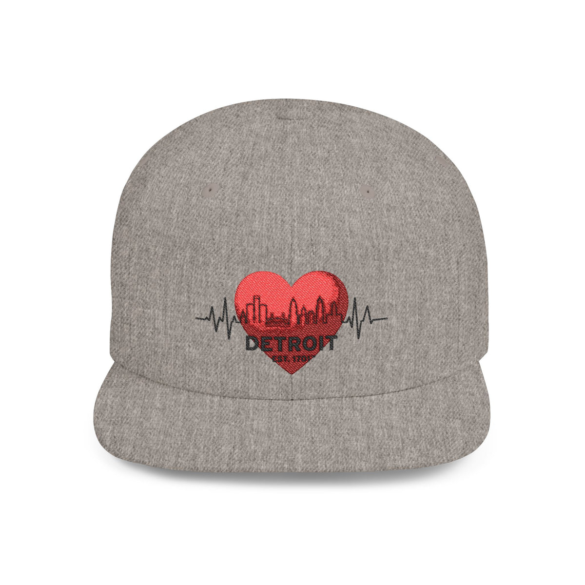 Detroit Heartbeat Snapback Hat — Embroidered City Heart Graphic