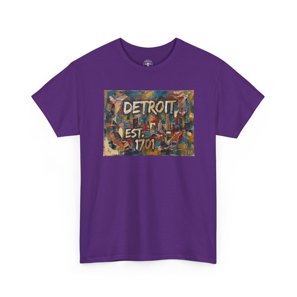 Detroit Abstract Painterly Mural T-Shirt — "DETROIT" Graphic Cotton Tee | Motor City Street Art