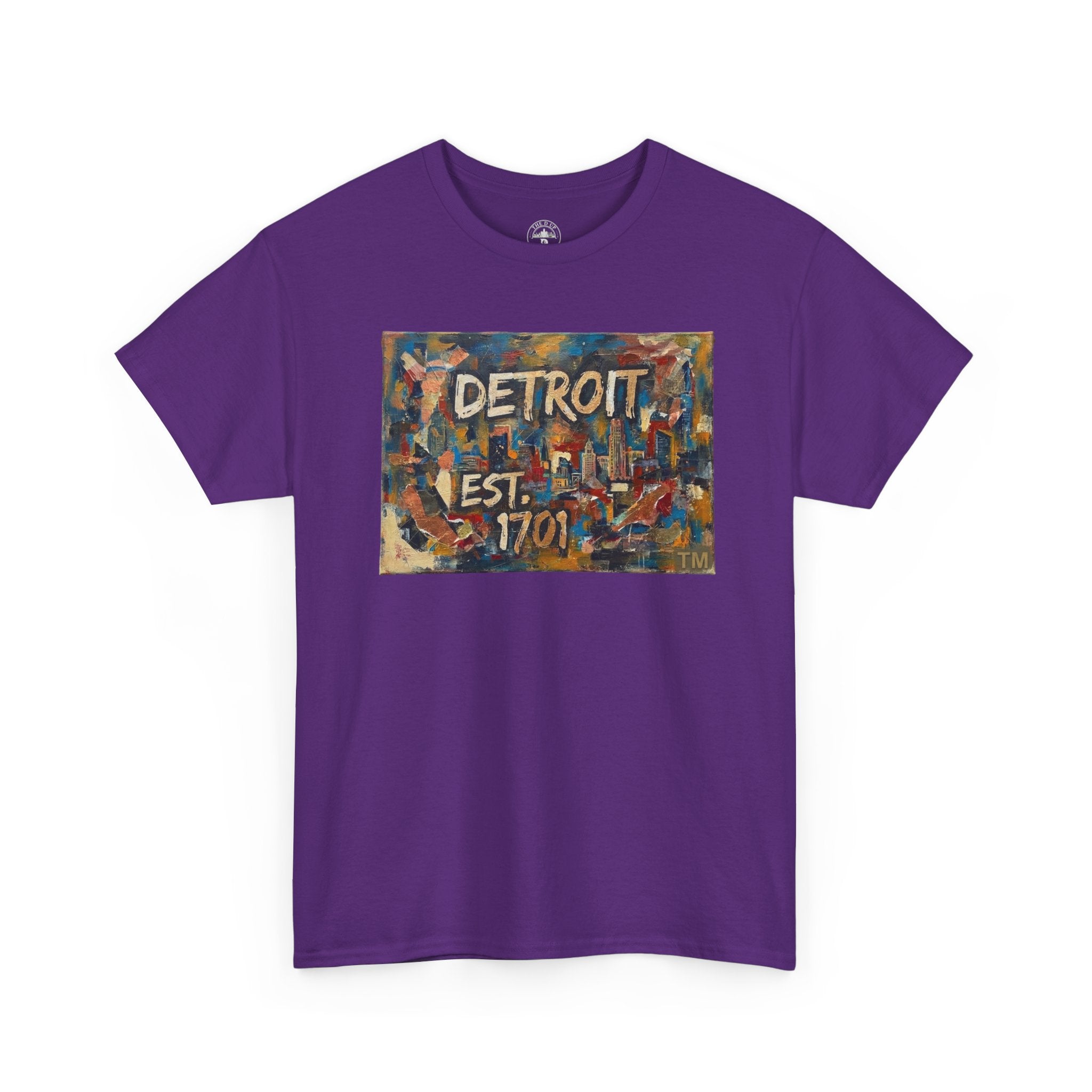 Detroit Abstract Painterly Mural T-Shirt — "DETROIT" Graphic Cotton Tee | Motor City Street Art
