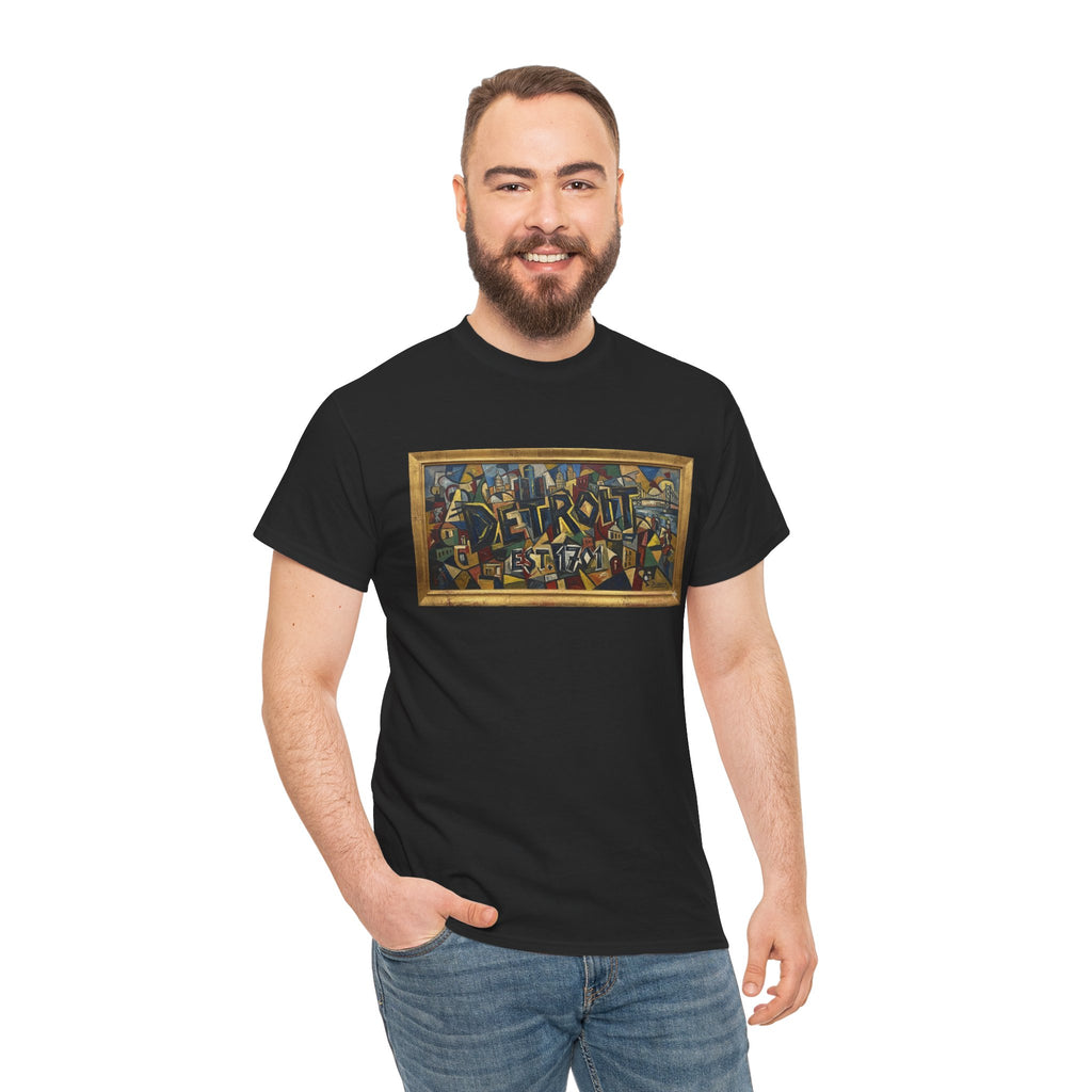 Men's Abstract Cubist Art T-Shirt — Framed Modern Painting Graphic(Unisex)