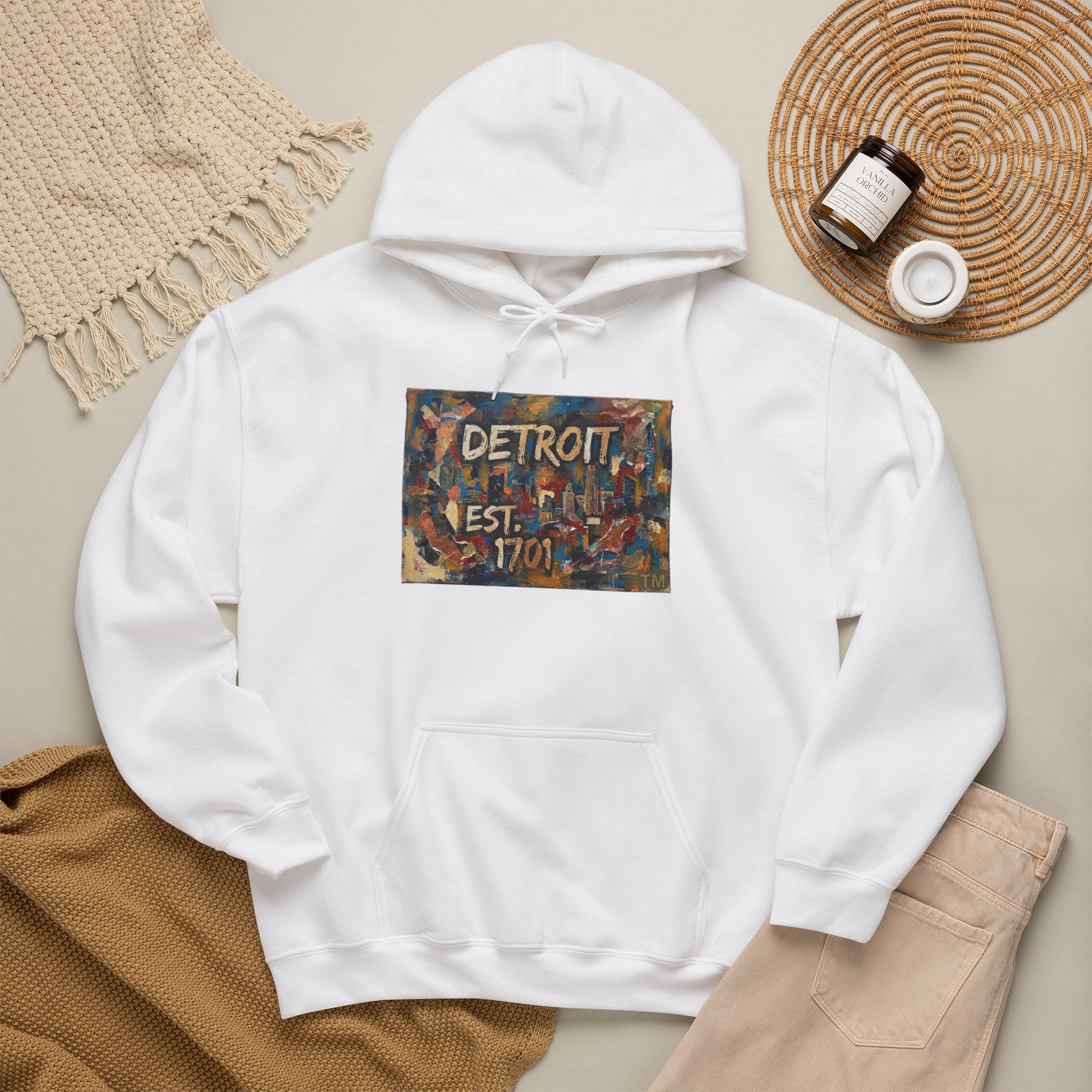 Detroit City Mural Hoodie — Abstract Painterly Graphic Pullover | Motor City Street Art