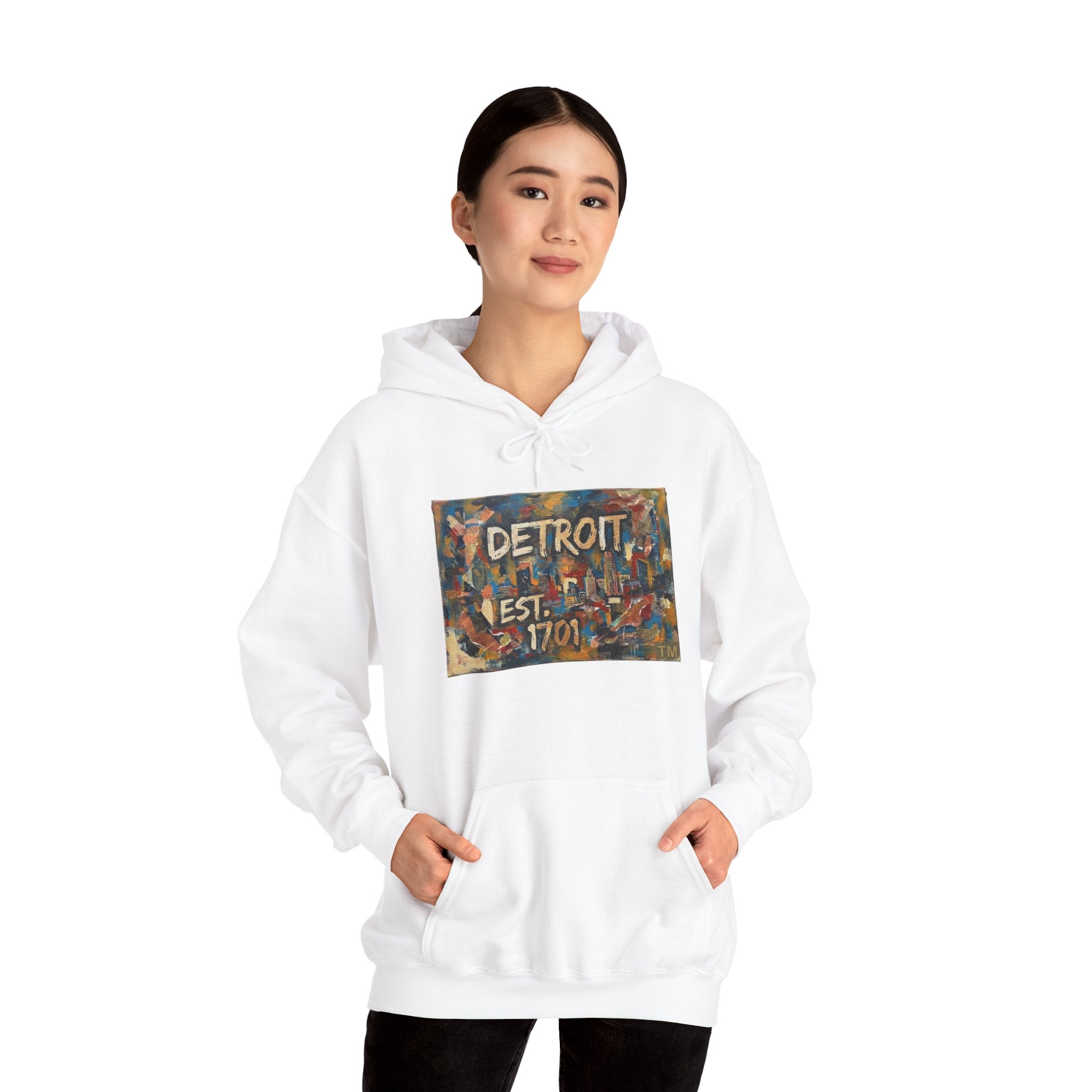 Detroit City Mural Hoodie — Abstract Painterly Graphic Pullover | Motor City Street Art
