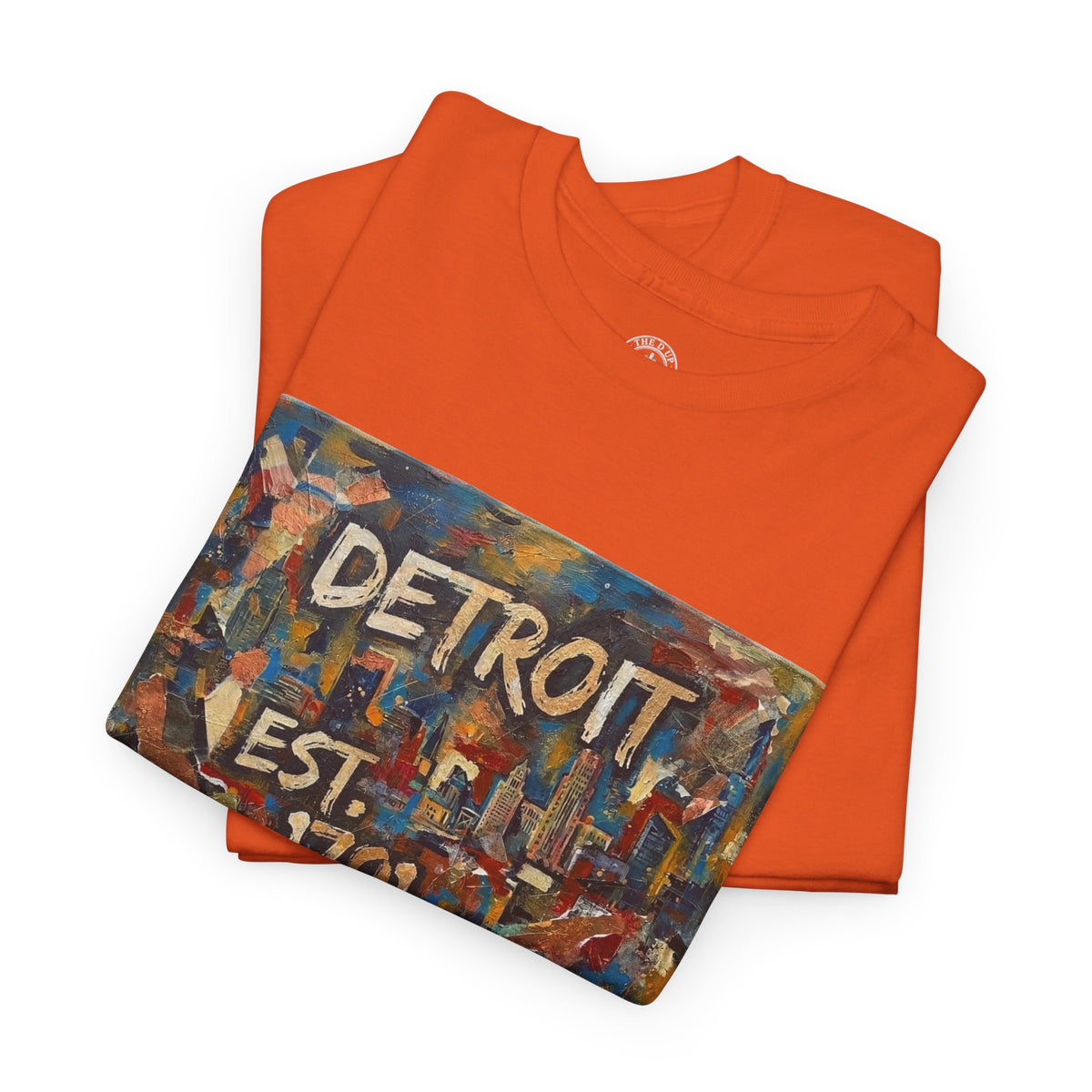 Detroit Abstract Painterly Mural T-Shirt — "DETROIT" Graphic Cotton Tee | Motor City Street Art