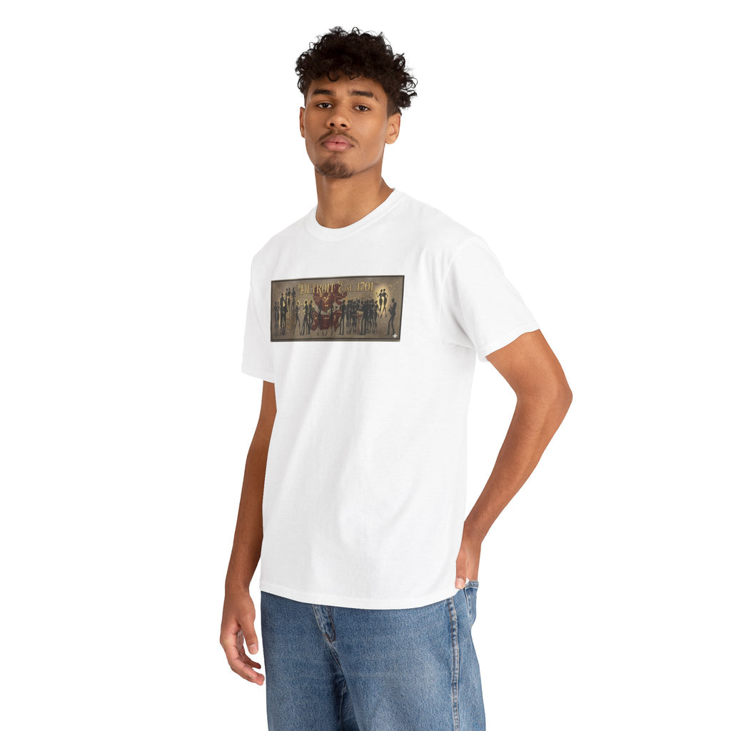 Detroit Pride Vintage Silhouette Artwork Tee — Motor City Midnight Graphic Cotton T-Shirt