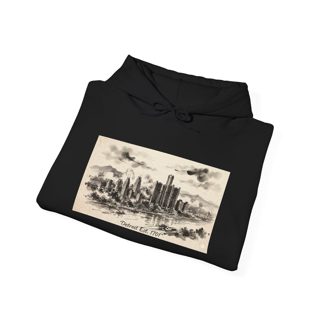 Detroit Pride Vintage Skyline Hoodie — "Detroit, Est. 1701" Pullover | Motor City Roots