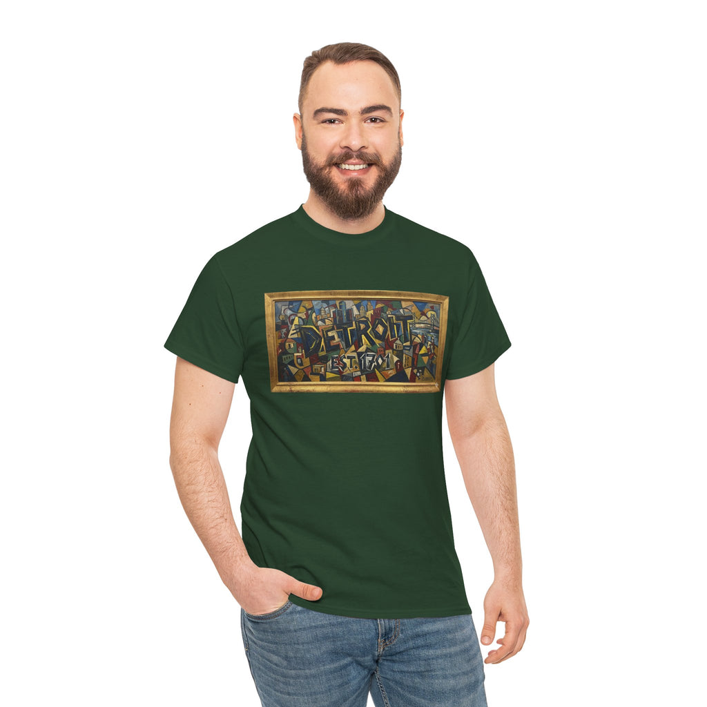 Men's Abstract Cubist Art T-Shirt — Framed Modern Painting Graphic(Unisex)