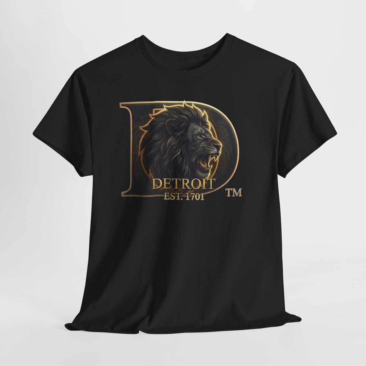 Men's Detroit Pride Lion D T Shirt — Gold Foil Monogram Detroit Lion Graphic(Unisex)