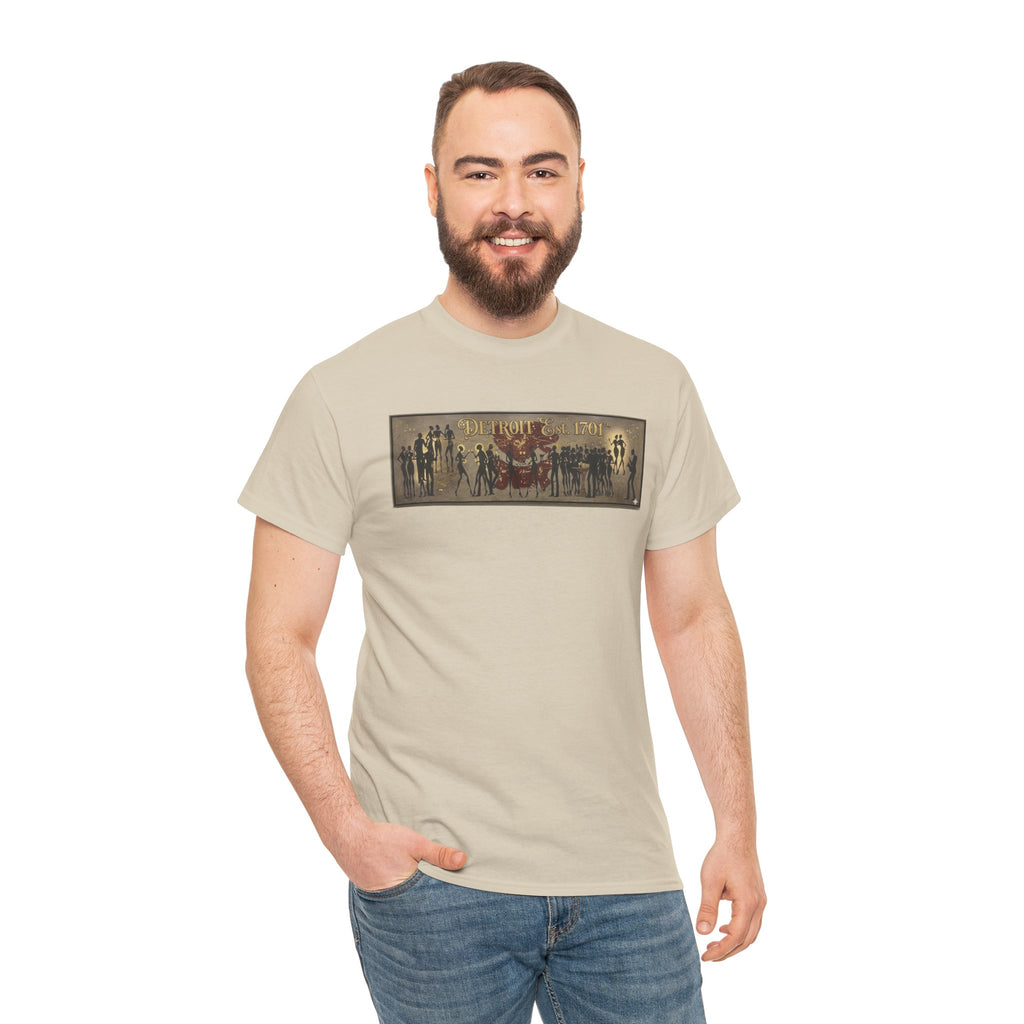 Detroit Pride Vintage Silhouette Artwork Tee — Motor City Midnight Graphic Cotton T-Shirt