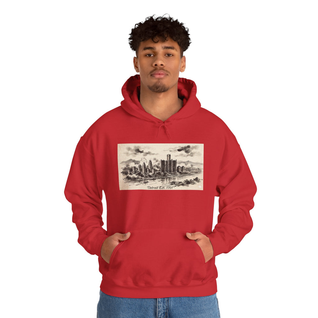 Detroit Pride Vintage Skyline Hoodie — "Detroit, Est. 1701" Pullover | Motor City Roots
