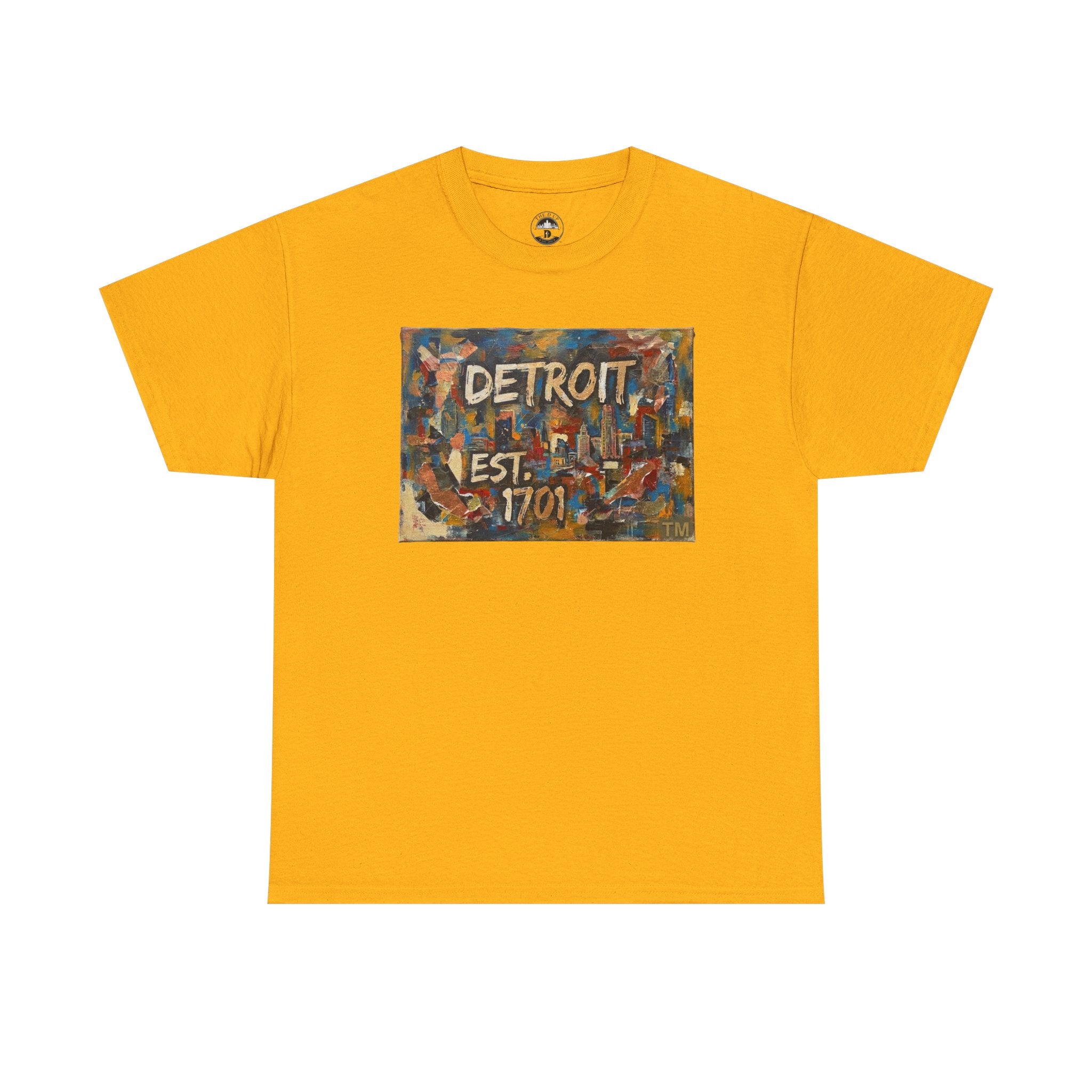 Detroit Abstract Painterly Mural T-Shirt — "DETROIT" Graphic Cotton Tee | Motor City Street Art