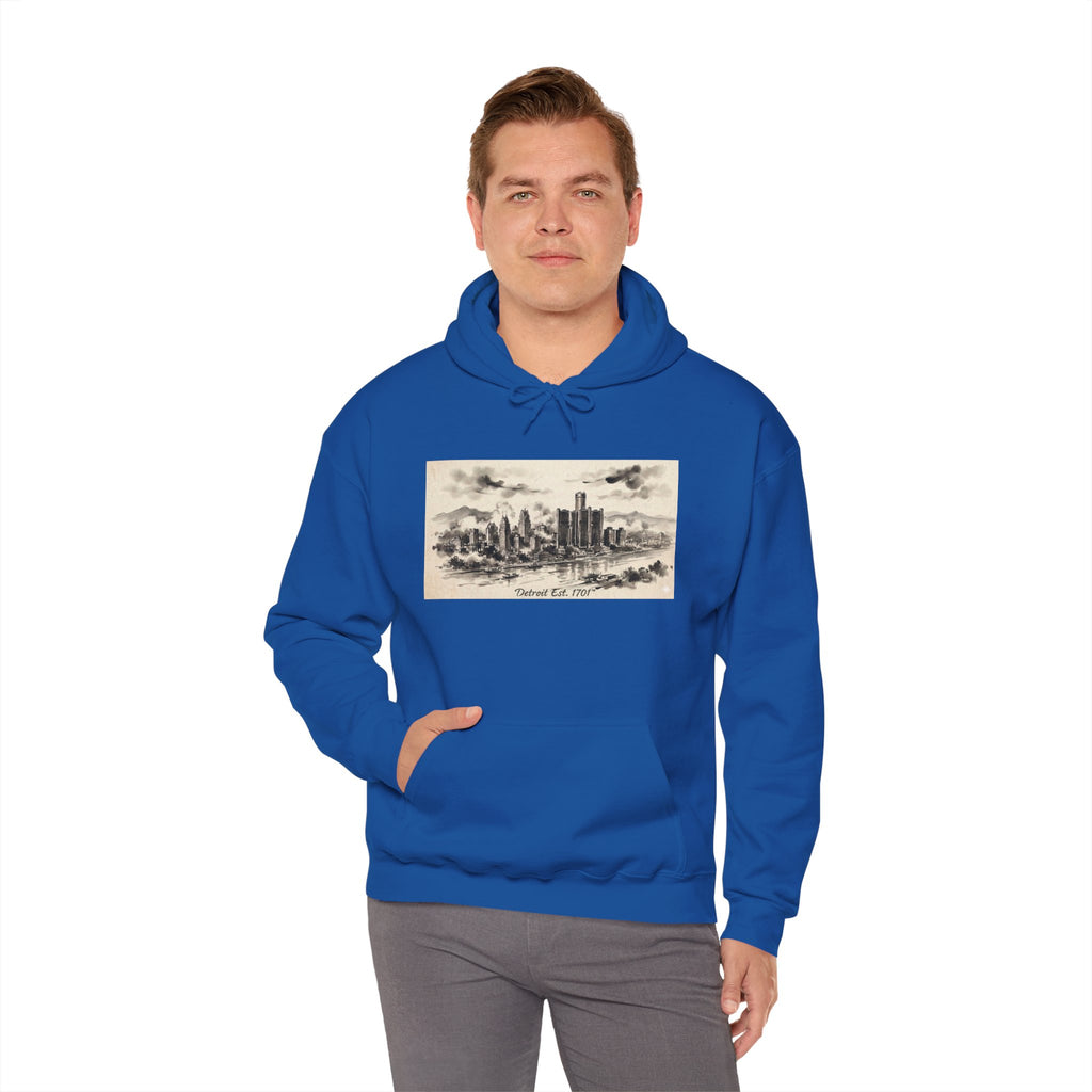 Detroit Pride Vintage Skyline Hoodie — "Detroit, Est. 1701" Pullover | Motor City Roots