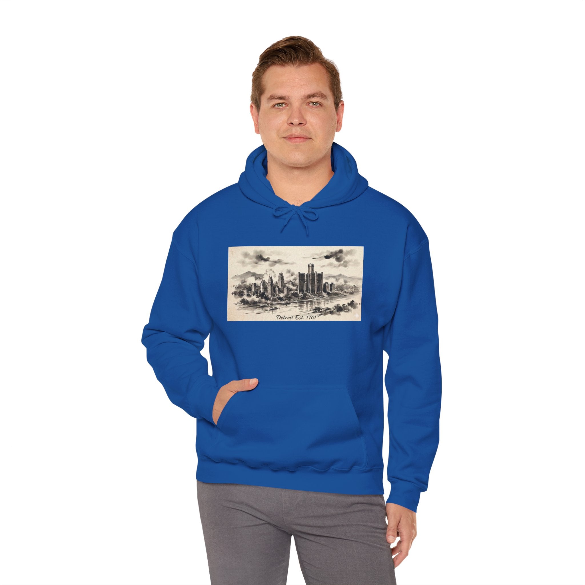 Detroit Pride Vintage Skyline Hoodie — "Detroit, Est. 1701" Pullover | Motor City Roots