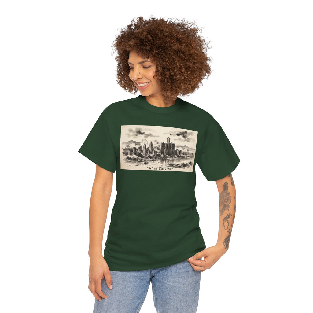 Detroit Pride Vintage Skyline Tee — "Detroit, Est. 1701" Cotton T-Shirt | Motor City Roots