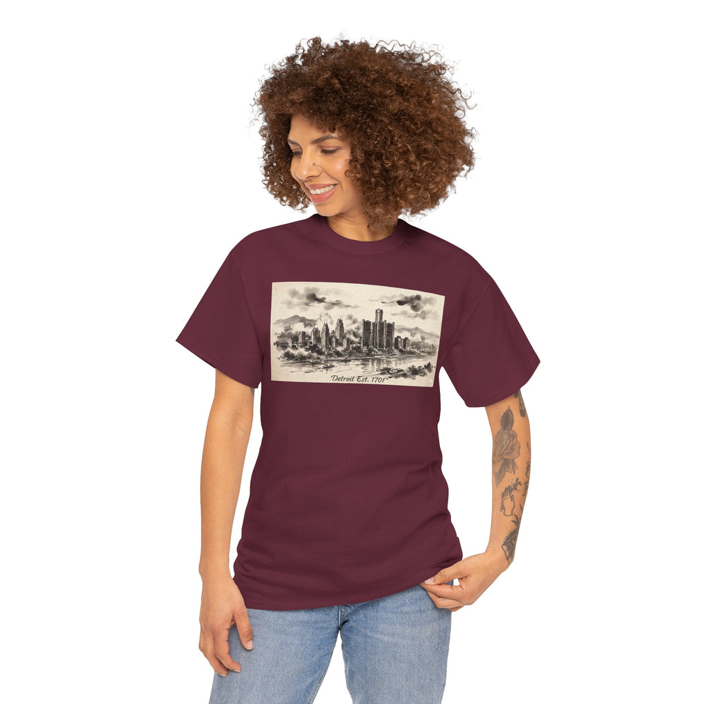 Detroit Pride Vintage Skyline Tee — "Detroit, Est. 1701" Cotton T-Shirt | Motor City Roots