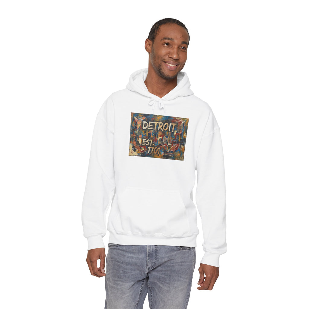 Detroit City Mural Hoodie — Abstract Painterly Graphic Pullover | Motor City Street Art