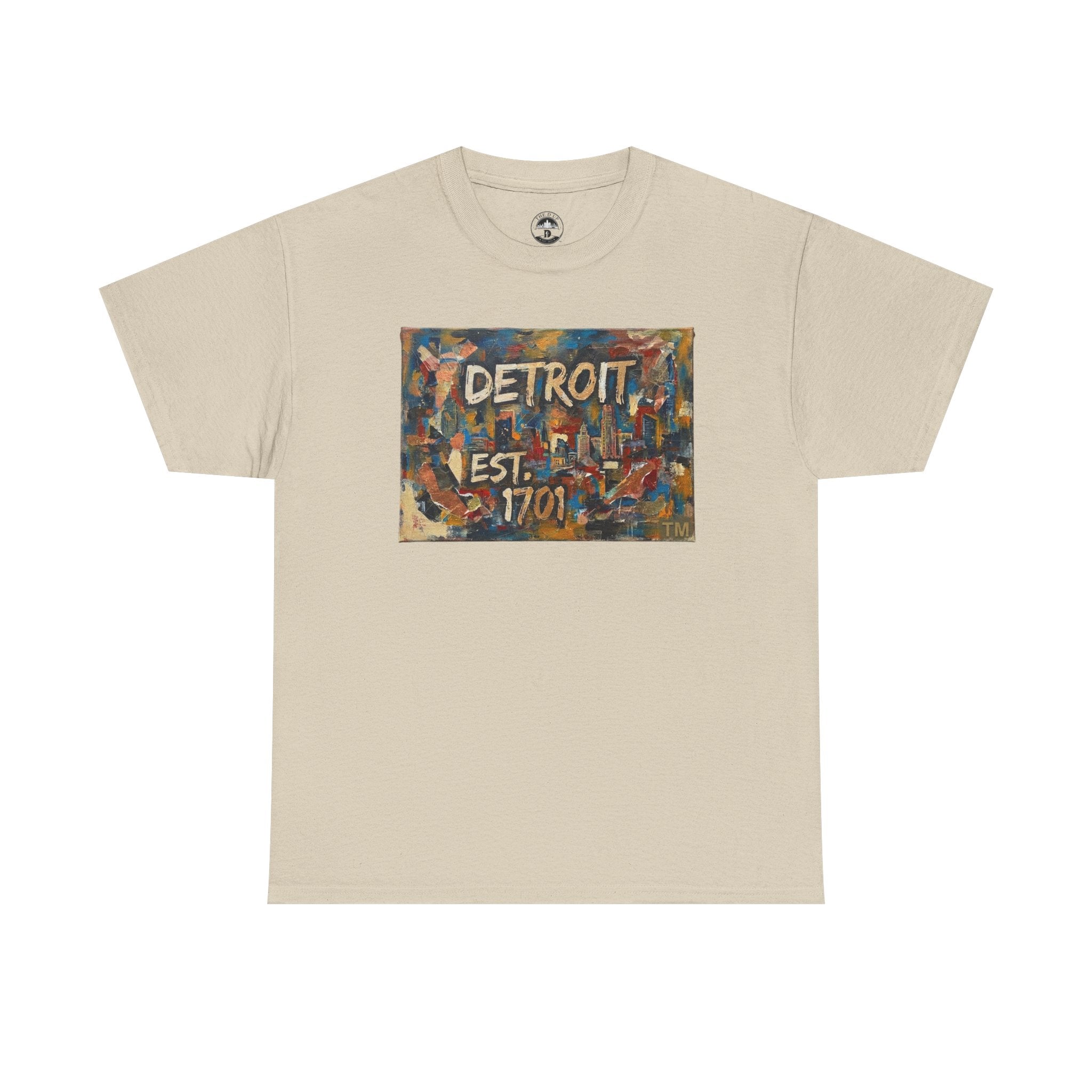 Detroit Abstract Painterly Mural T-Shirt — "DETROIT" Graphic Cotton Tee | Motor City Street Art
