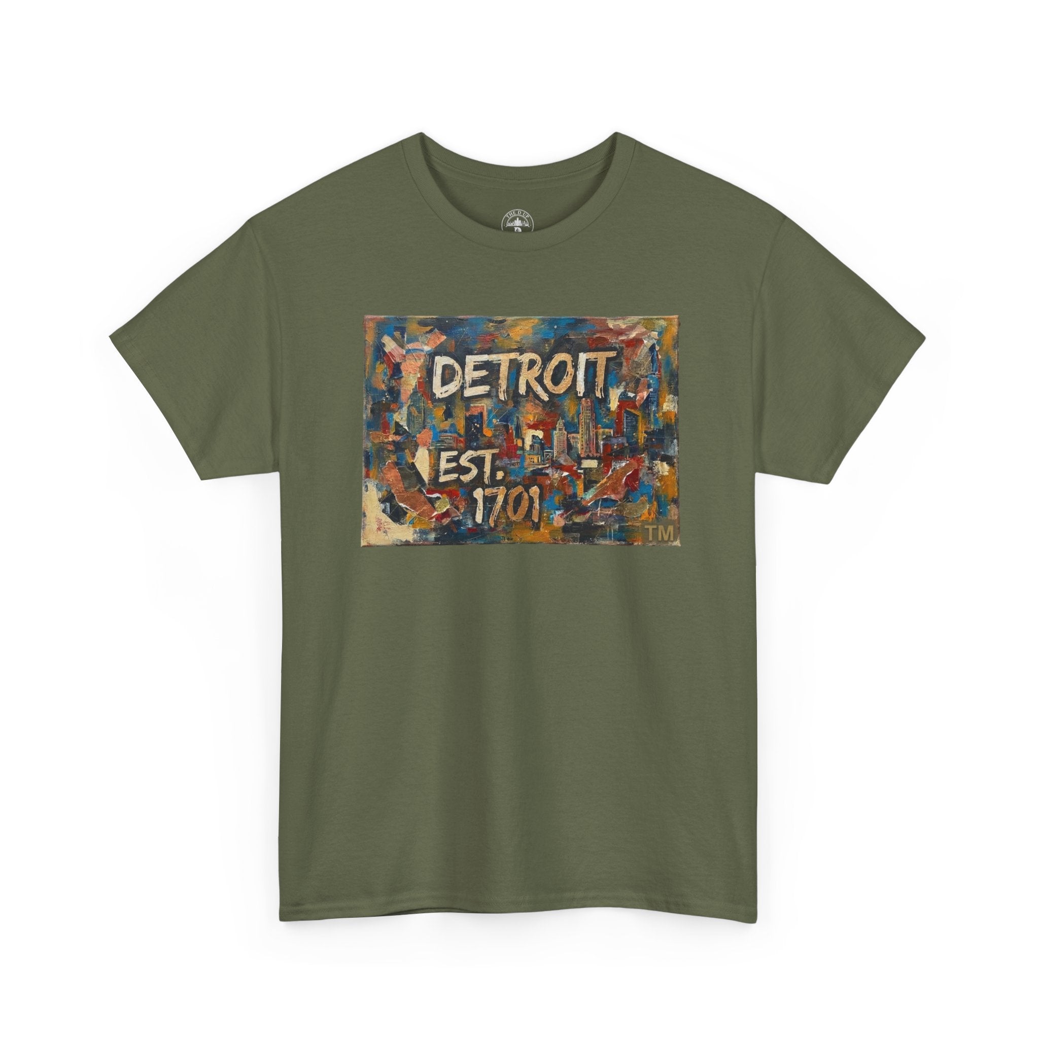 Detroit Abstract Painterly Mural T-Shirt — "DETROIT" Graphic Cotton Tee | Motor City Street Art