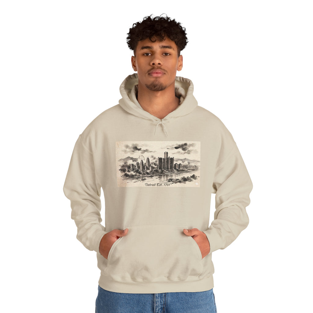 Detroit Pride Vintage Skyline Hoodie — "Detroit, Est. 1701" Pullover | Motor City Roots