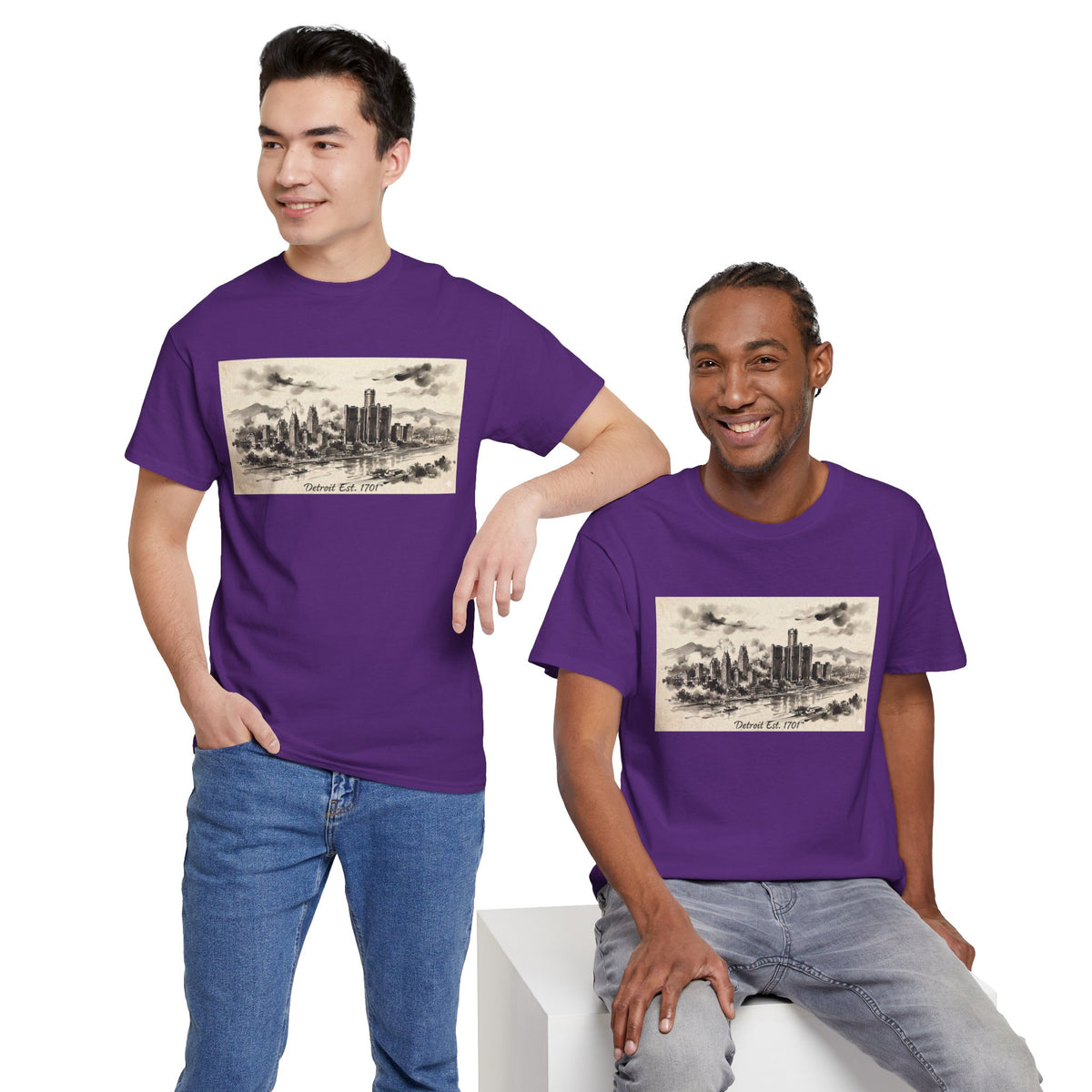 Detroit Pride Vintage Skyline Tee — "Detroit, Est. 1701" Cotton T-Shirt | Motor City Roots