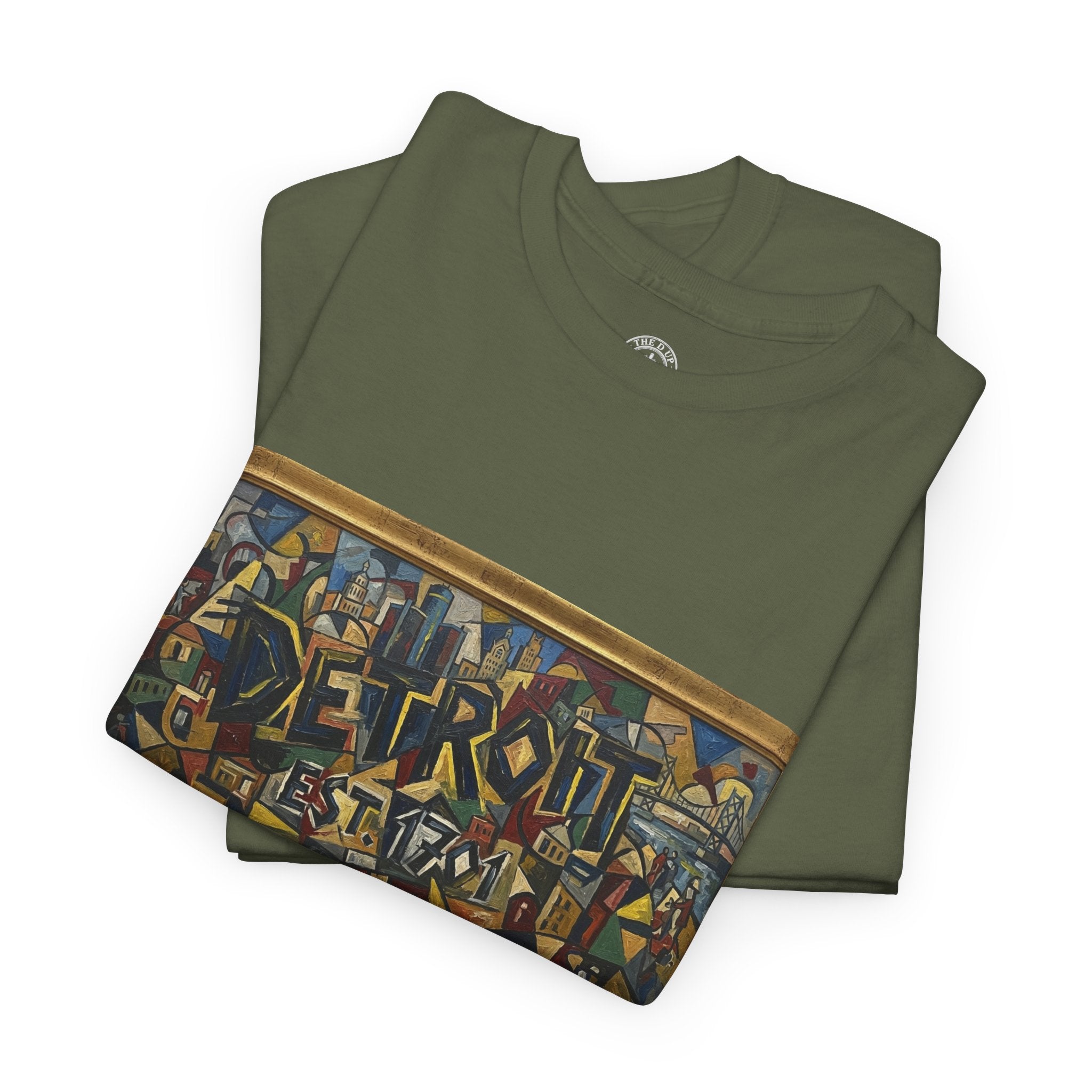Men's Abstract Cubist Art T-Shirt — Framed Modern Painting Graphic(Unisex)