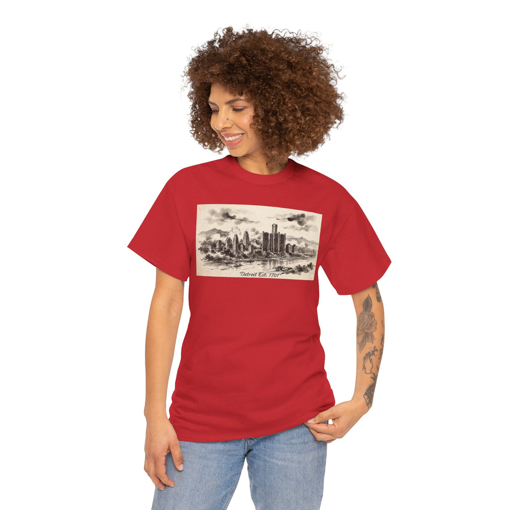 Detroit Pride Vintage Skyline Tee — "Detroit, Est. 1701" Cotton T-Shirt | Motor City Roots