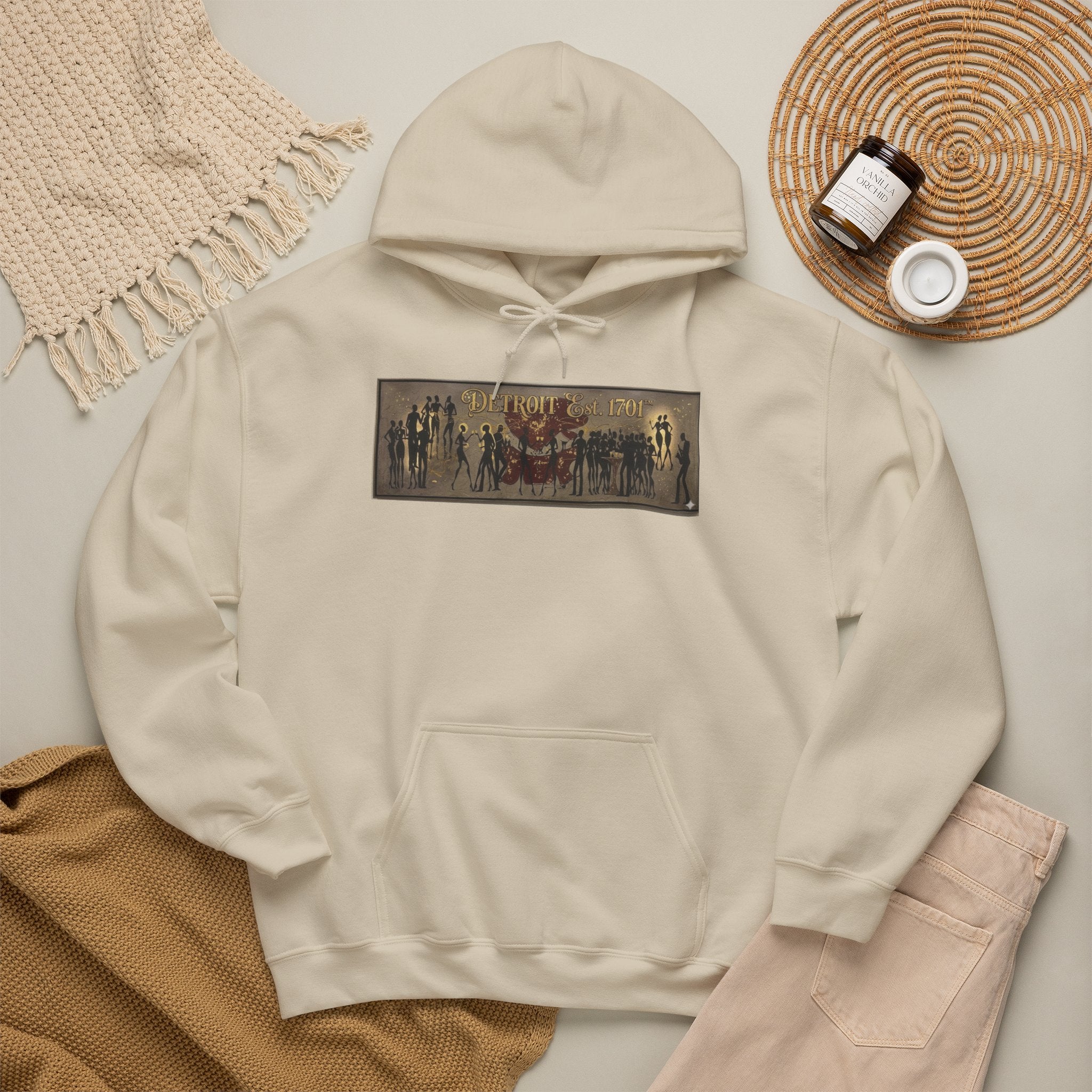 Detroit Pride Vintage Silhouette Artwork Hoodie — Motor City Midnight Graphic Pullover