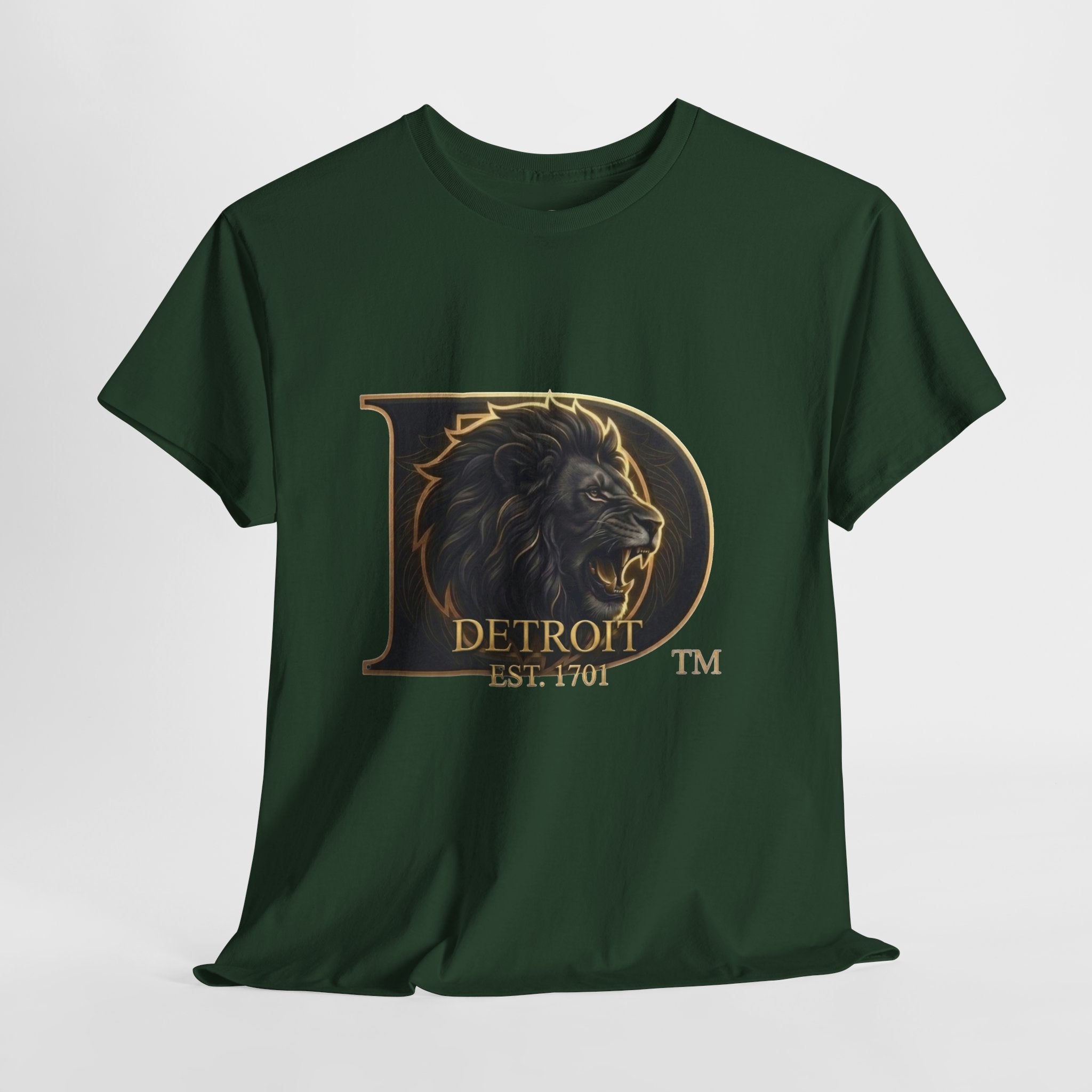 Men's Detroit Pride Lion D T Shirt — Gold Foil Monogram Detroit Lion Graphic(Unisex)