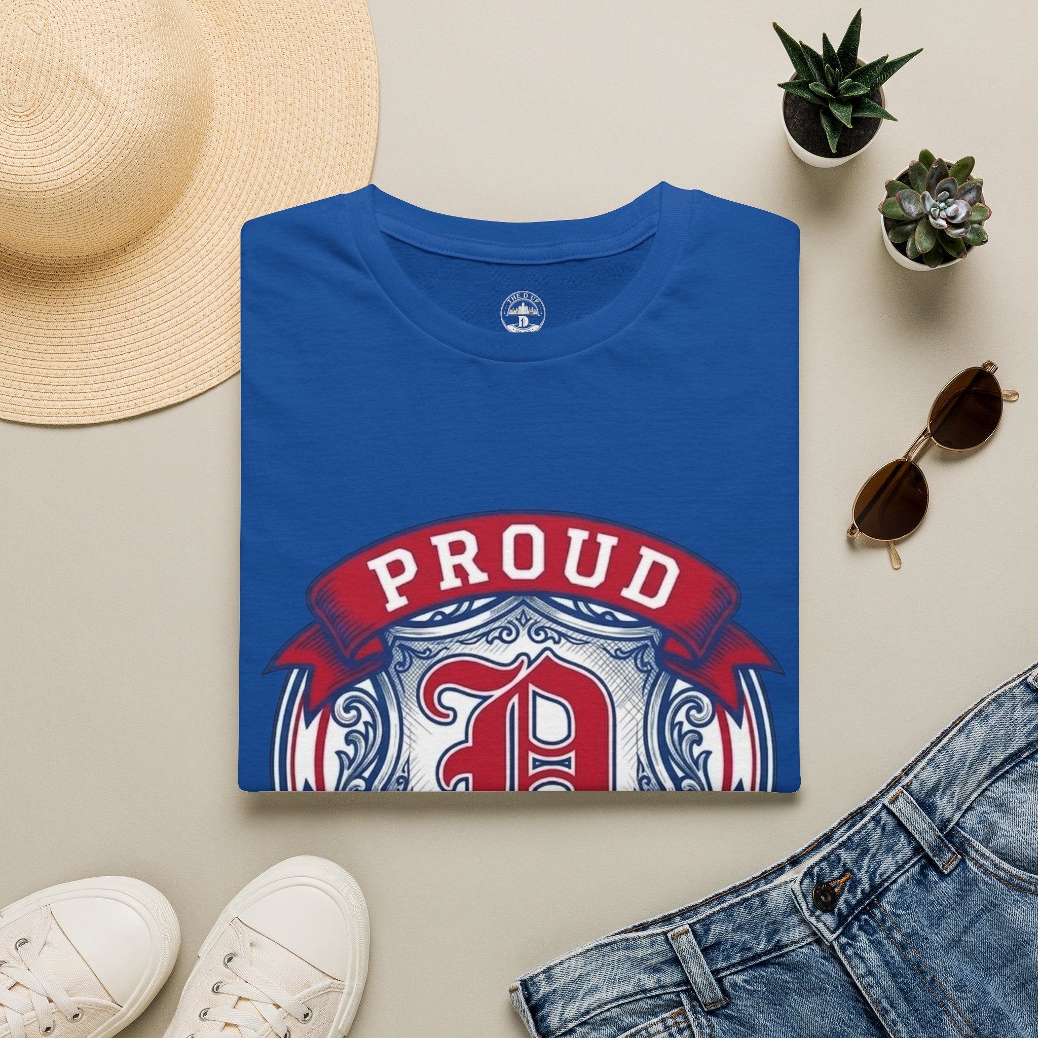 Detroit Pride "PROUD" Vintage Crest T-Shirt — Motor City Hometown Graphic Cotton Tee