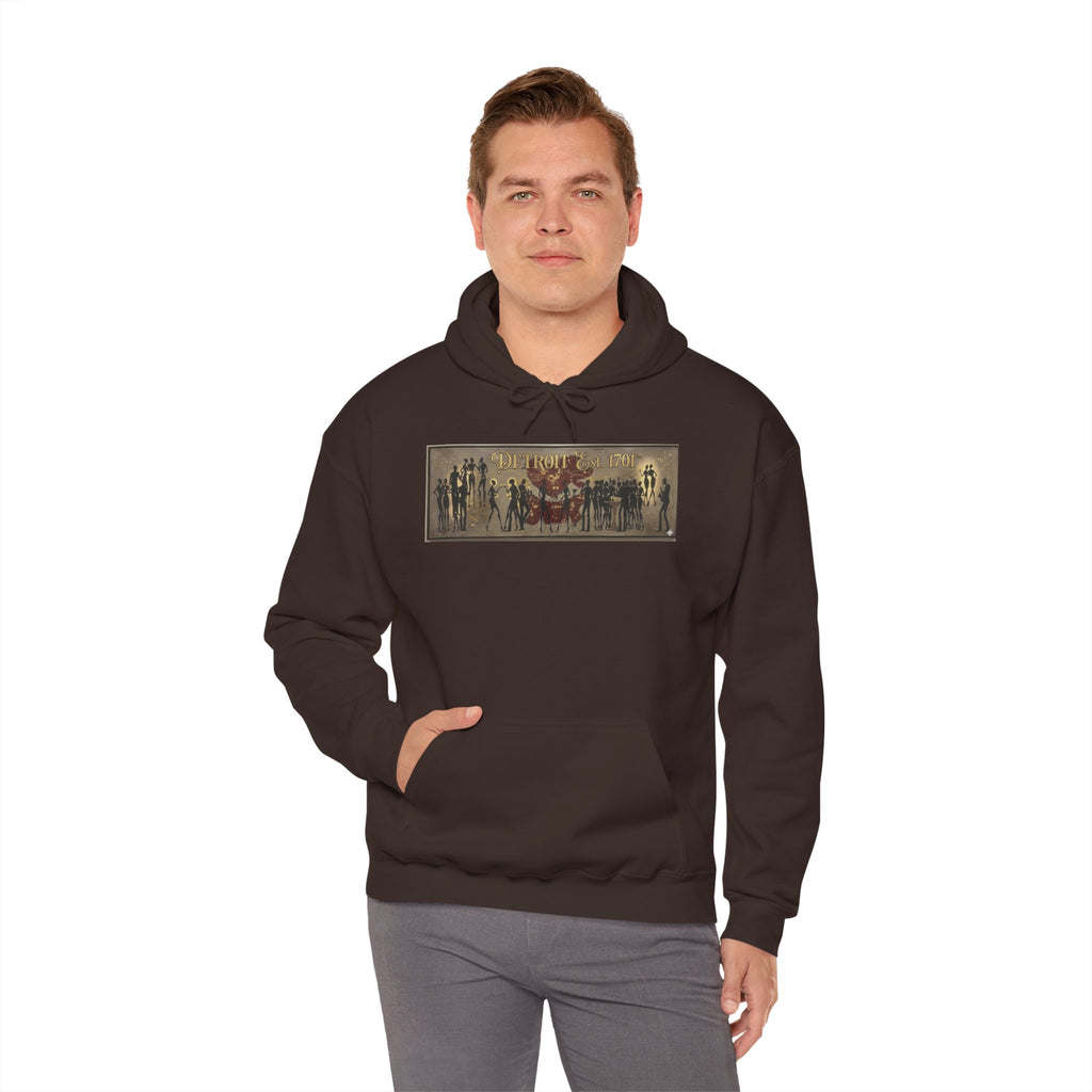 Detroit Pride Vintage Silhouette Artwork Hoodie — Motor City Midnight Graphic Pullover
