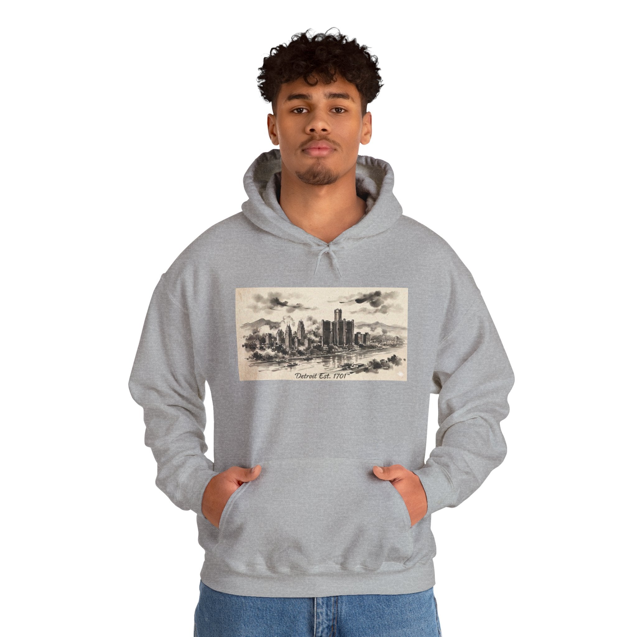 Detroit Pride Vintage Skyline Hoodie — "Detroit, Est. 1701" Pullover | Motor City Roots