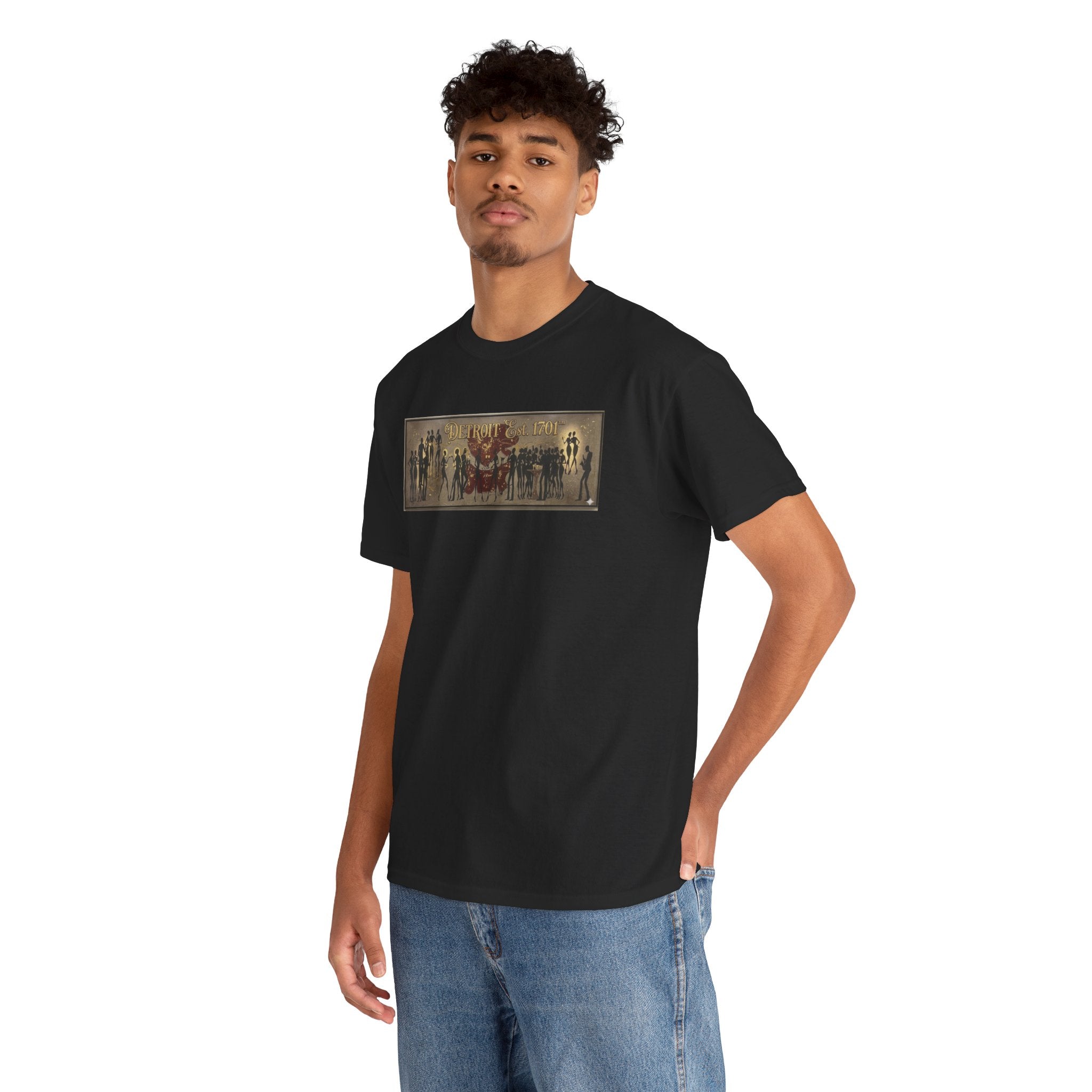 Detroit Pride Vintage Silhouette Artwork Tee — Motor City Midnight Graphic Cotton T-Shirt