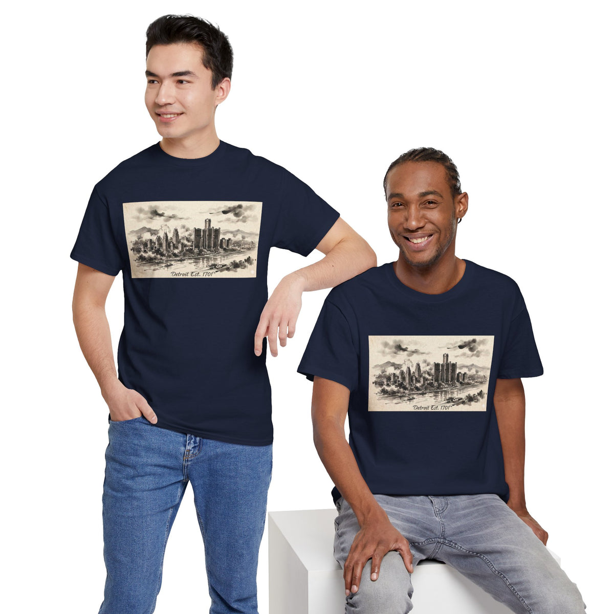 Detroit Pride Vintage Skyline Tee — "Detroit, Est. 1701" Cotton T-Shirt | Motor City Roots