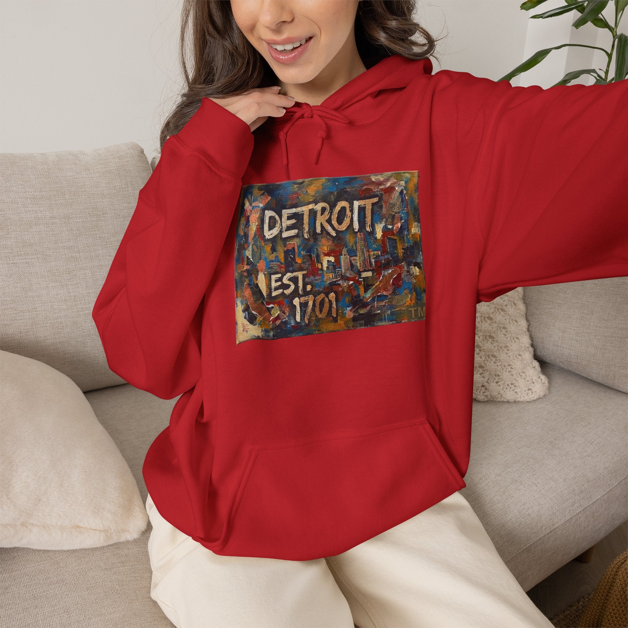 Detroit City Mural Hoodie — Abstract Painterly Graphic Pullover | Motor City Street Art