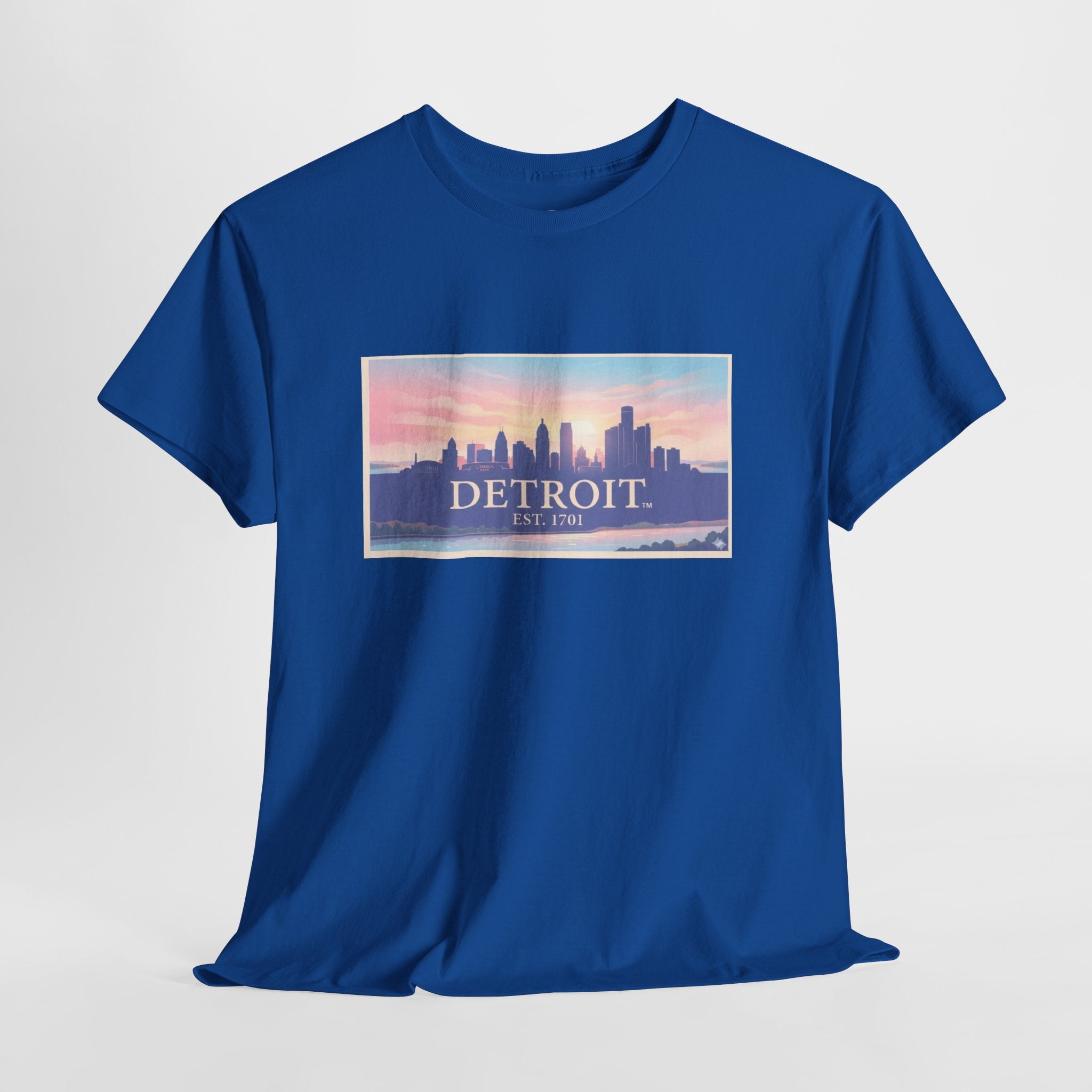 Women's Detroit Skyline T-Shirt – Pastel Sunset Cityscape